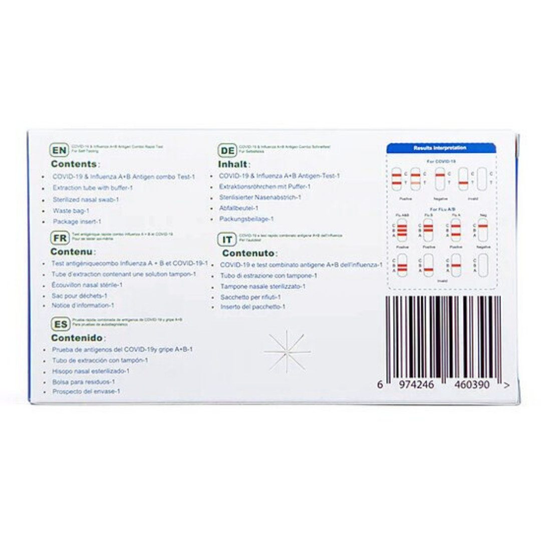 Safecare Bio-Tech Influenza-Schnelltest Erkältungstest - Corona + Influenza A/B 3in1 Schnelltest, 3 Messparameter, 1-tlg., Schnelles Ergebnis, einfache Handhabung, hohe Genauigkeit