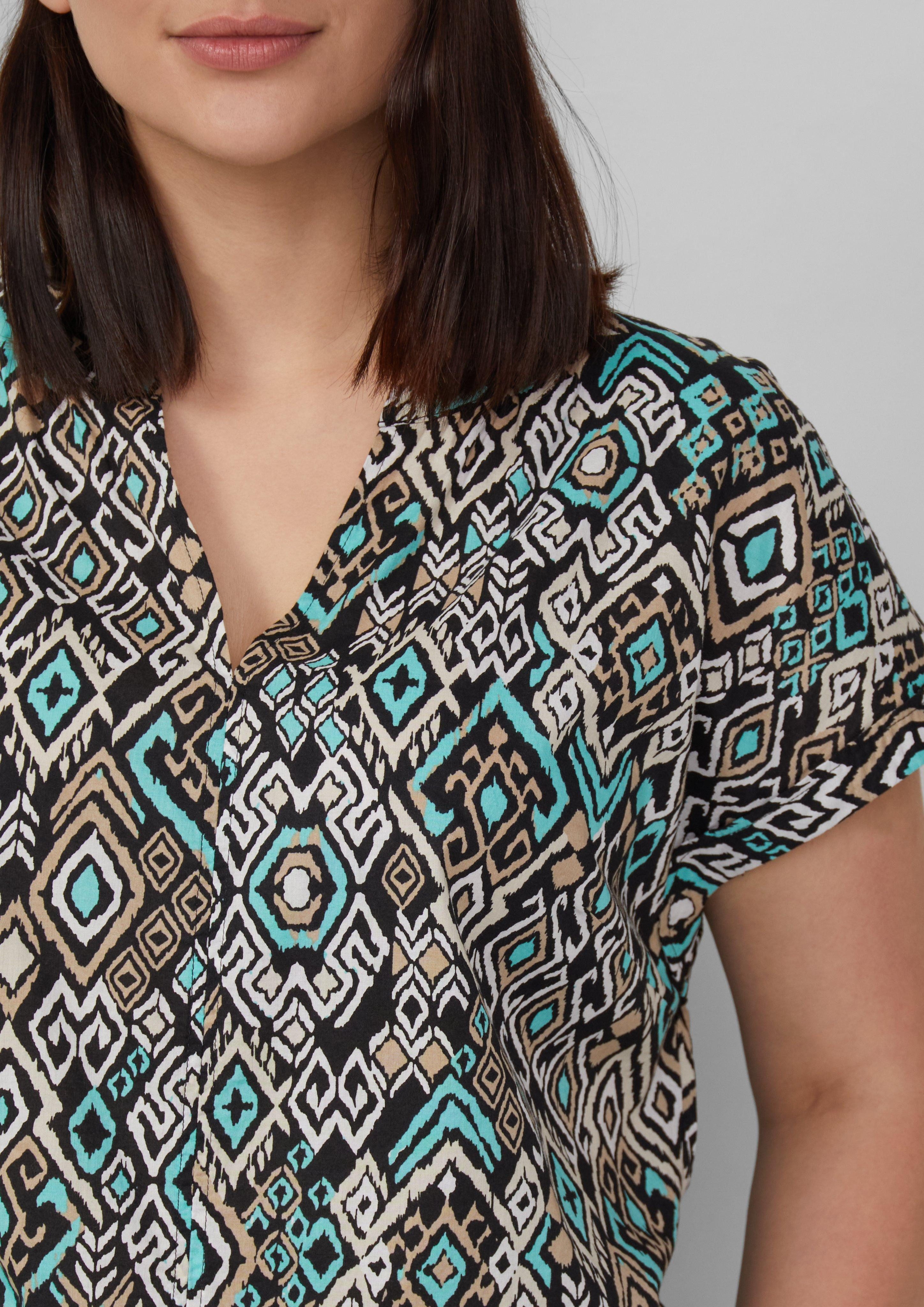 s.Oliver Kurzarmbluse Leichte Baumwoll-Bluse mit All-over-Print günstig online kaufen