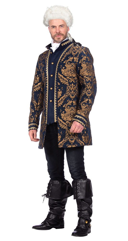 Karneval-Klamotten Piraten-Kostüm Herren Venezianische Barock Piratenjacke blau gold, Männerkostüm Seeräuber Pirat hochwertiges Partnerkostüm große Größen
