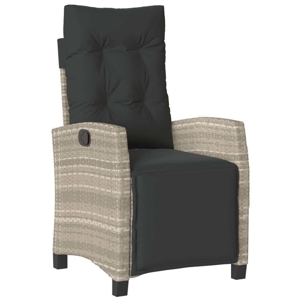 vidaXL Garten-Essgruppe 9-tlg. Garten-Essgruppe mit Kissen Hellgrau Poly Rattan, (9-tlg)