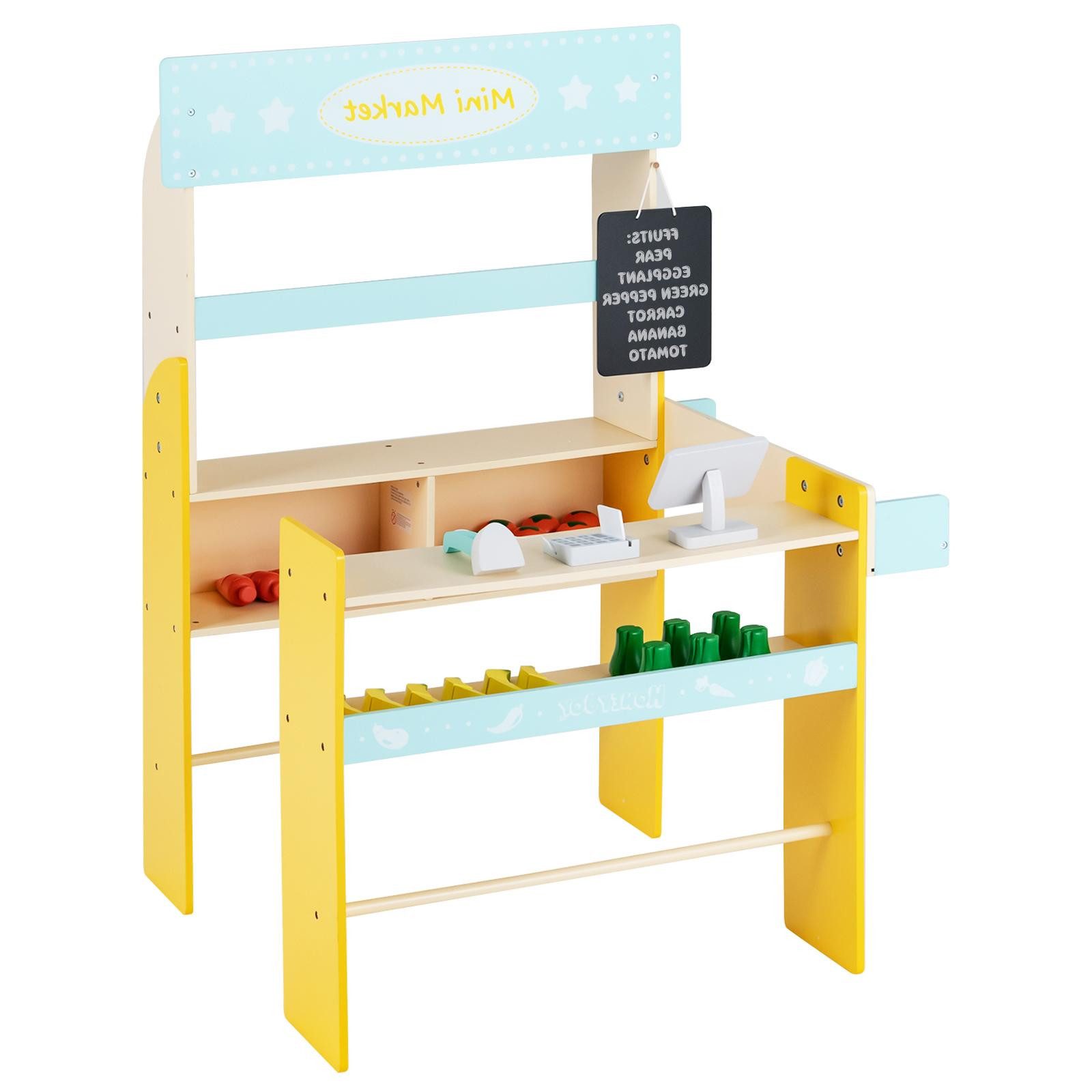 KOMFOTTEU Kaufladen, mit Spielkasse, hängender Tafel, für Kinder ab 3 Jahre günstig online kaufen