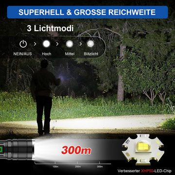 REDOM LED Taschenlampe Superhelle Klein LED Taschenlampen Mini Torch Handlampe 800 Lumen (Zoombare Taktische Taschenlampe Aluminium mit 18650-Lithiumbatterie, 1-St., 3 Lichtmodi und Langer Betriebsdauer USB Aufladbar IP65 Wasserdicht), für Camping Wandern Outdoor Notfälle Abenteuerurlaub Bergsteigen usw