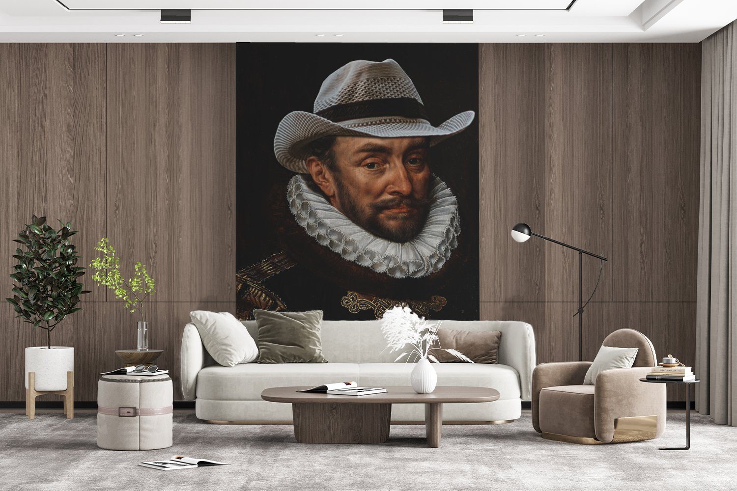 Matt, MuchoWow von Adriaen Wandtapete - Fototapete - für Thomasz St), (3 Wilhelm bedruckt, Vinyl Montagefertig Cowboyhut, Wohnzimmer, Oranien Tapete