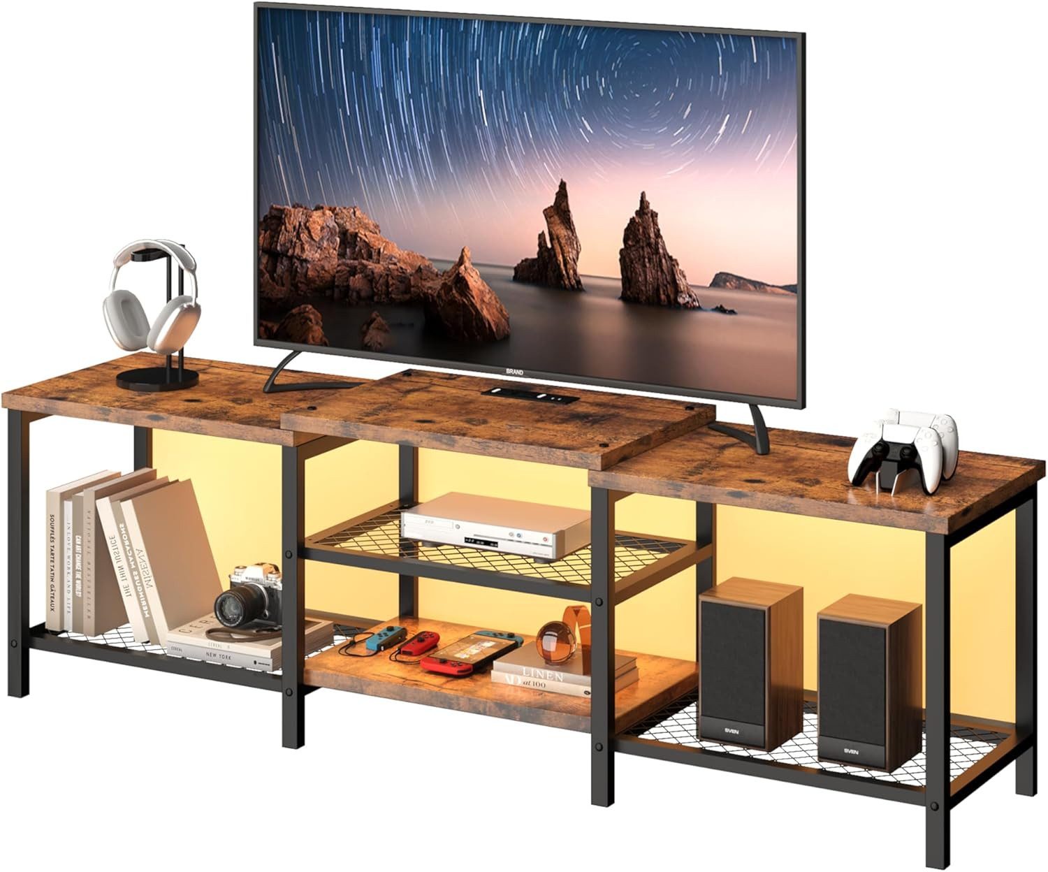 Lowboard für Fernseher bis 75 Zoll – Modernes Medienmöbel mit LED-Beleuchtung