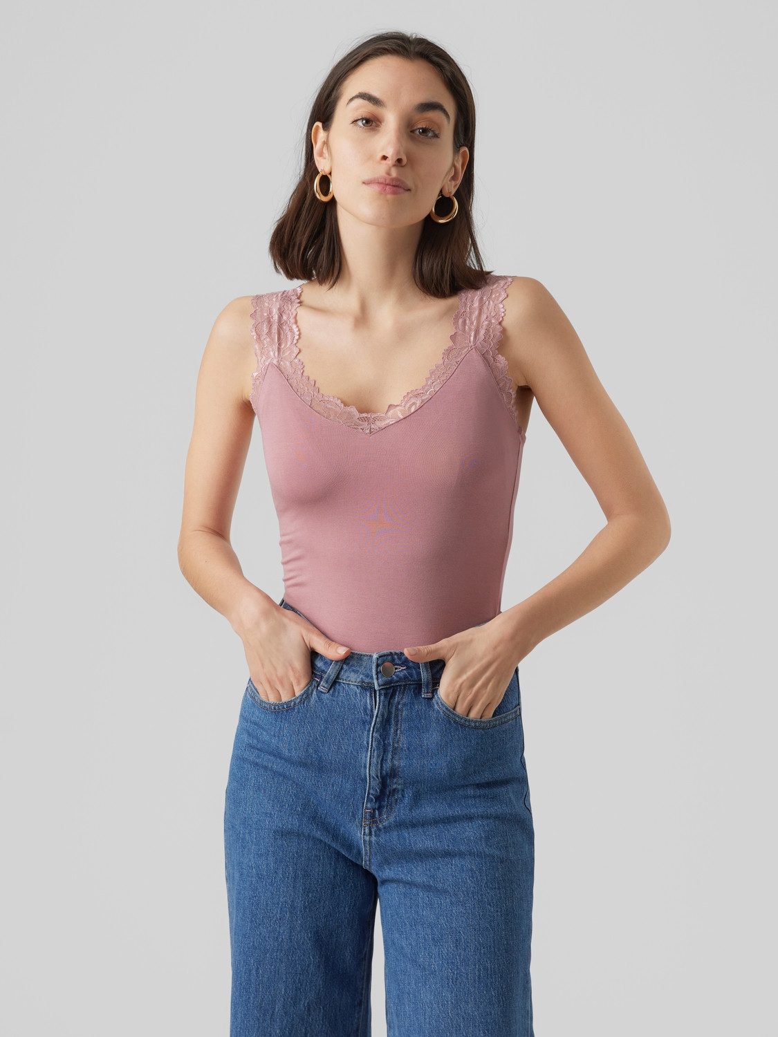 Vero Moda Spitzentop VMROSA SL TOP JRS NOOS Viskosemischung