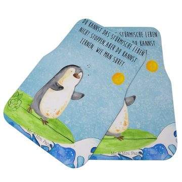 Fußmatte Pinguin Surfer - Eisblau - Geschenk, Urlaub, Fußmatte Auto, Wellen, P, Mr. & Mrs. Panda, Höhe: 0.5 mm