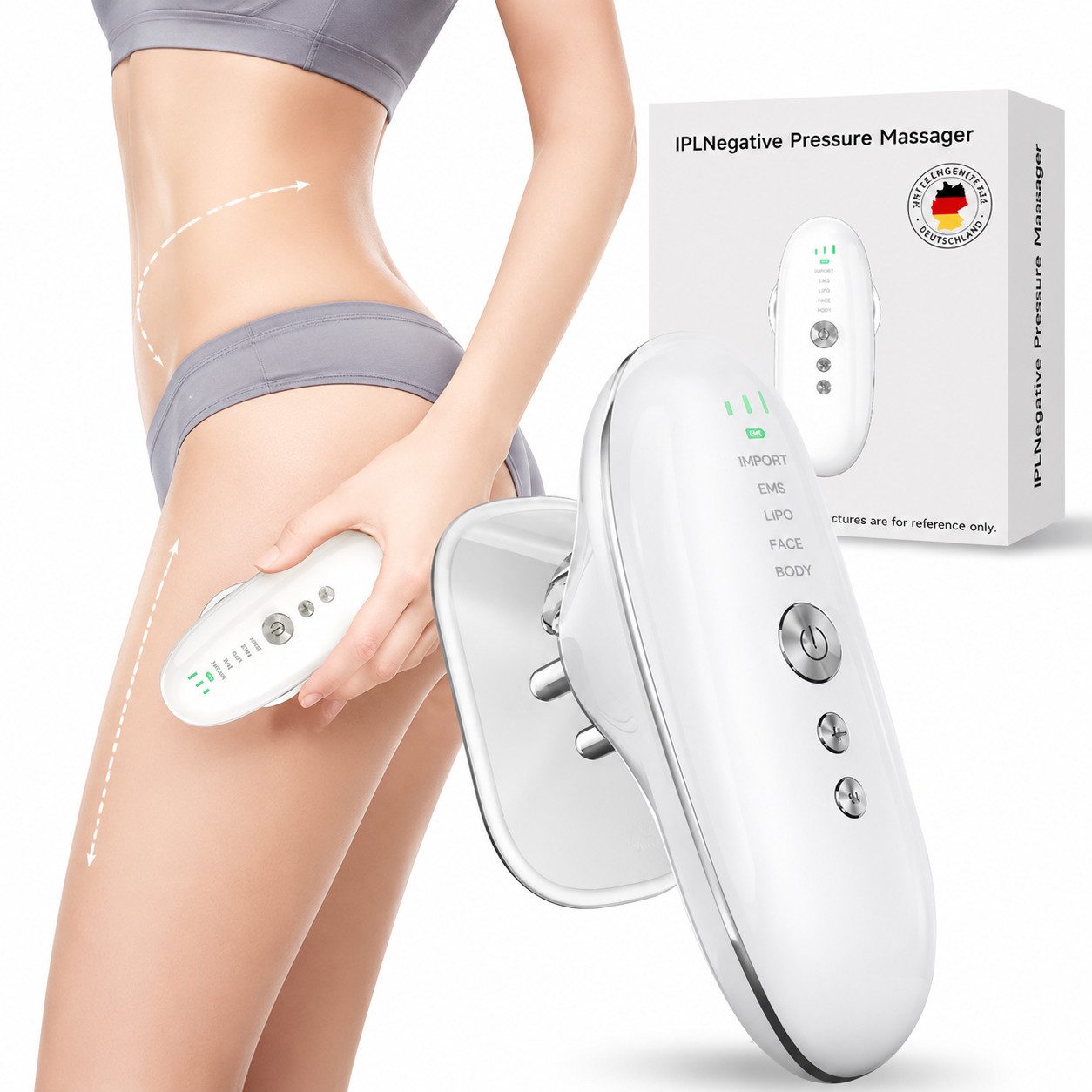 FOSMET Massagegerät Anti-Cellulite Massagegerät 3in1 Gua Sha Schröpfgerät Rot & Blaulicht, Elektrisches Schröpfgerät mit Lichtwellen für Bauch, Beine, Arme & Po