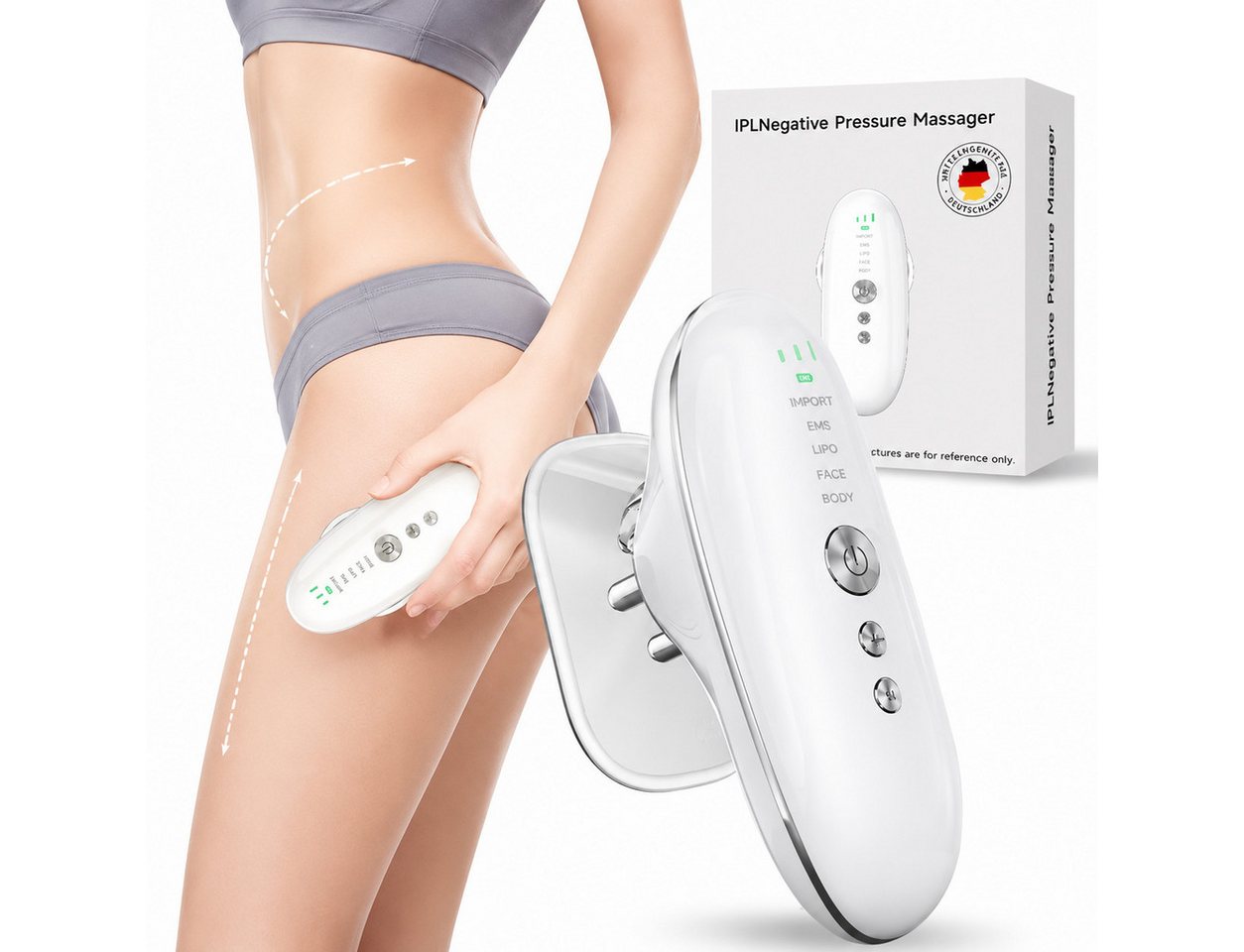 FOSMET Massagegerät Anti-Cellulite Massagegerät 3in1 Gua Sha Schröpfgerät Rot & Blaulicht, Elektrisches Schröpfgerät mit Lichtwellen für Bauch, Beine, Arme & Po