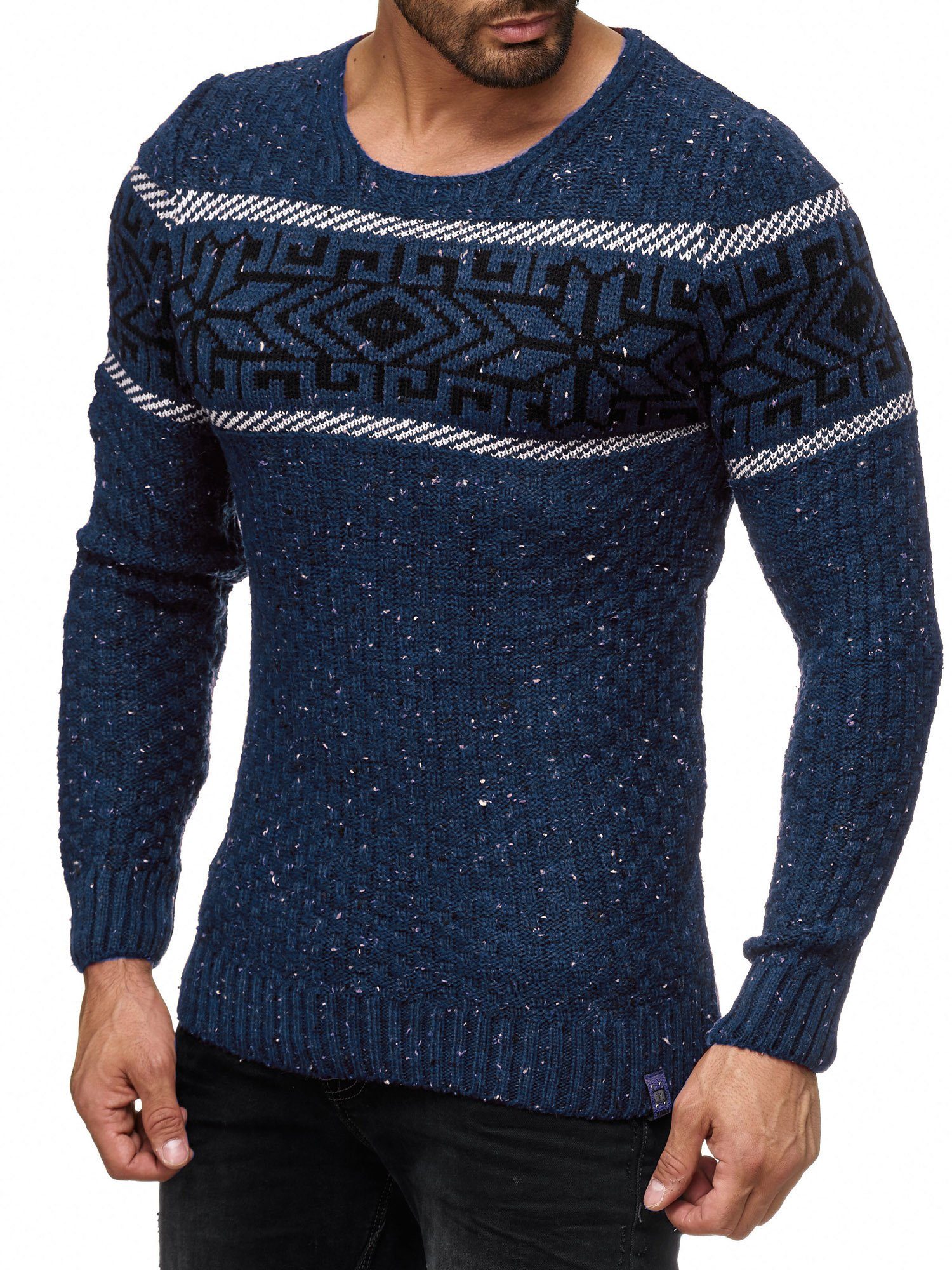 Reslad Strickpullover Herren Strickpullover Rundhals Norwegerpullover günstig online kaufen