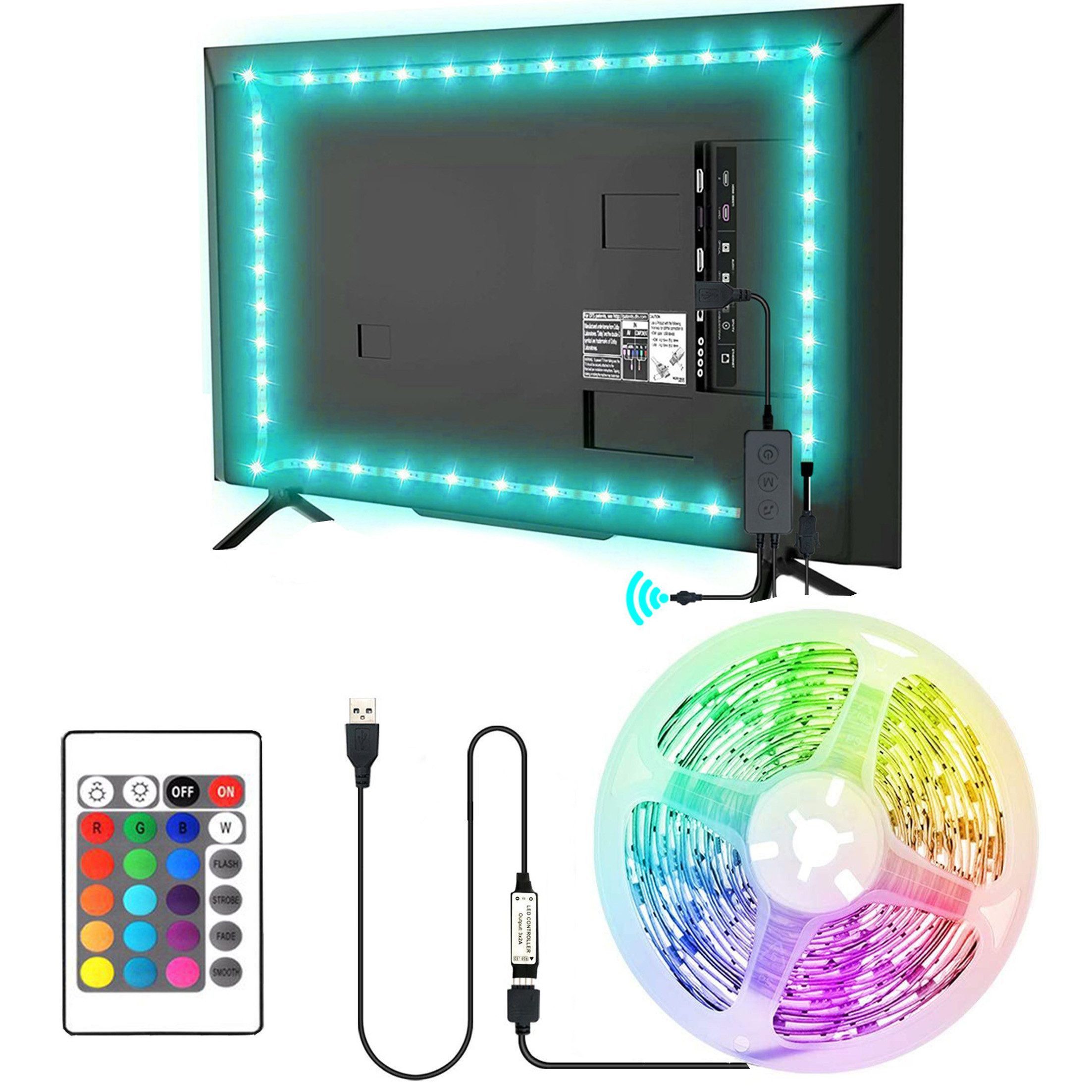 KINSI LED Stripe LED TV Hintergrundbeleuchtung mit Fernbedienung,USB RGB Li günstig online kaufen