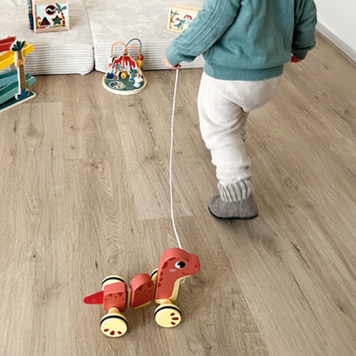 Small Foot Nachziehspielzeug Nachziehtier Dino, (packung, 1-tlg), Geräuscharmes, Rollen dank gummierter Räder