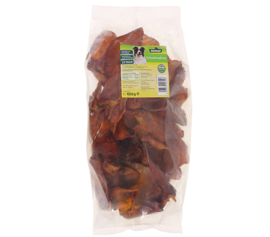 Dehner Lieblinge Hundesnack Schweineohren, Kausnack,1050 g Schwein, Snack für: Hunde, Leckerli für ausgewachsene Hunde