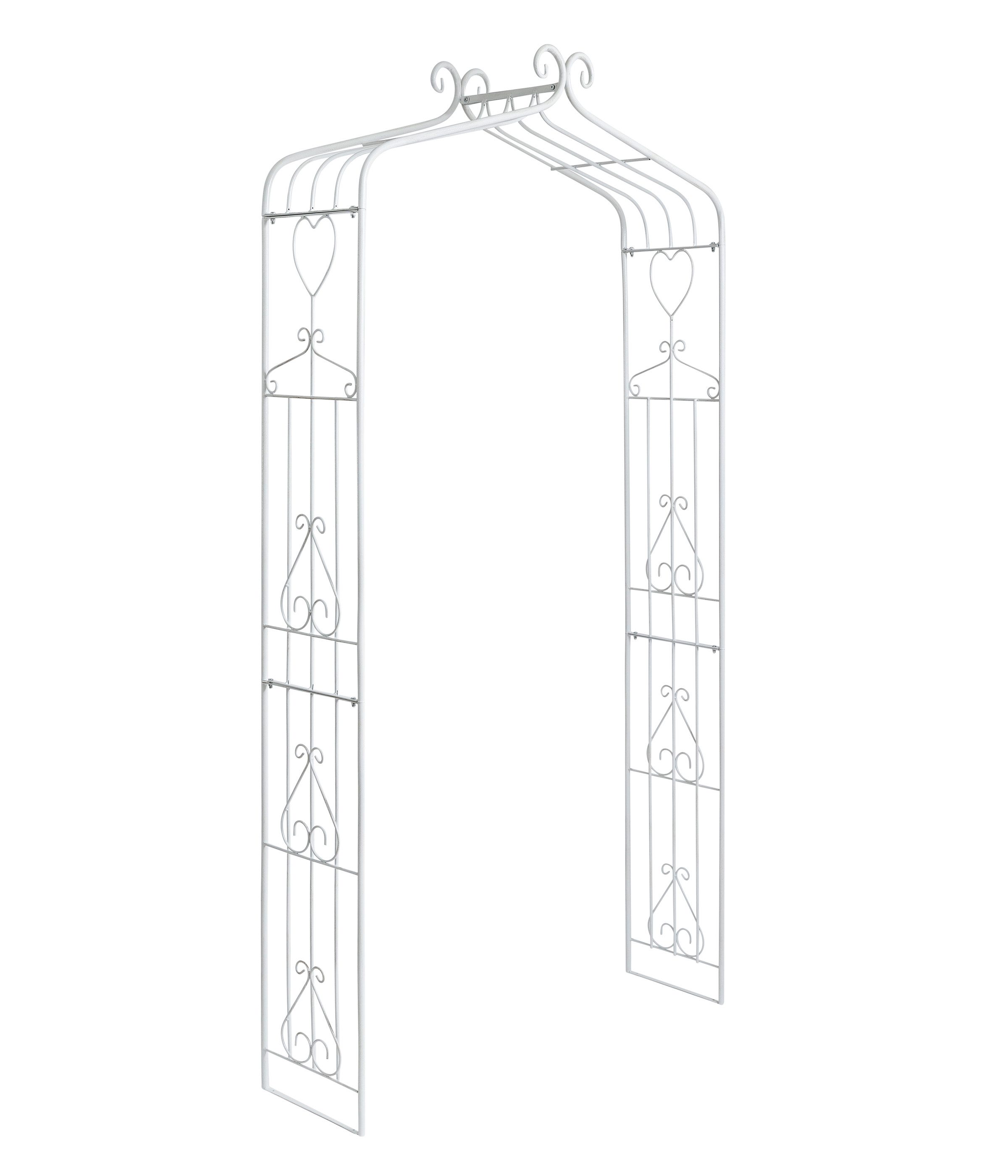 Dehner Rosenbogen Kletterbogen Birmingham, ca. 112 x 233 x 36 cm (B/H/T), Eisen, weiß, romantische Rankhilfe für Kletterpflanzen, frostbeständig