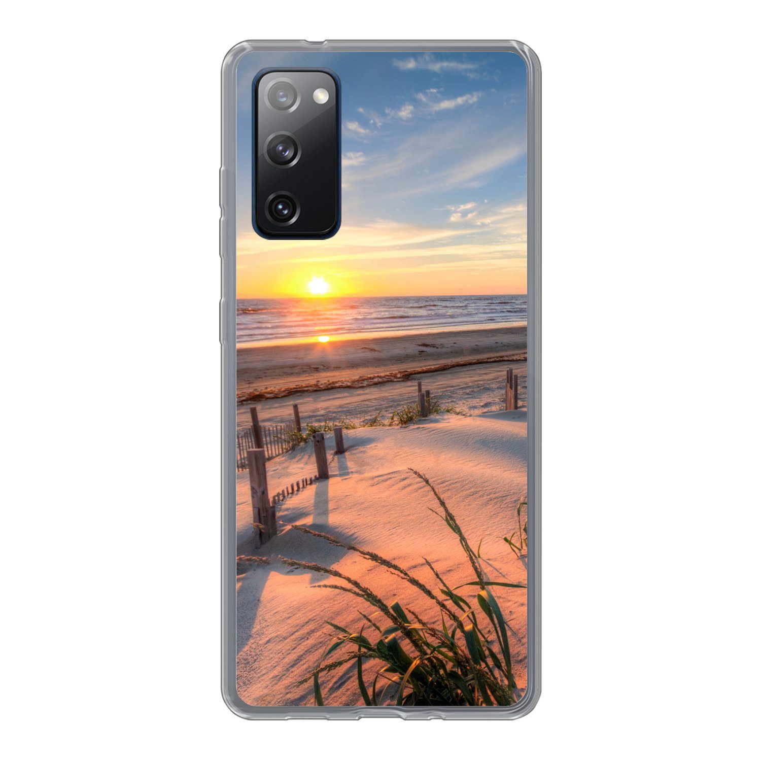 MuchoWow Handyhülle für Samsung Galaxy S20 FE Strand - Meer - Düne - Sonnenuntergang - Lan, Phone Case, Silikon, Schutzhülle Dünn