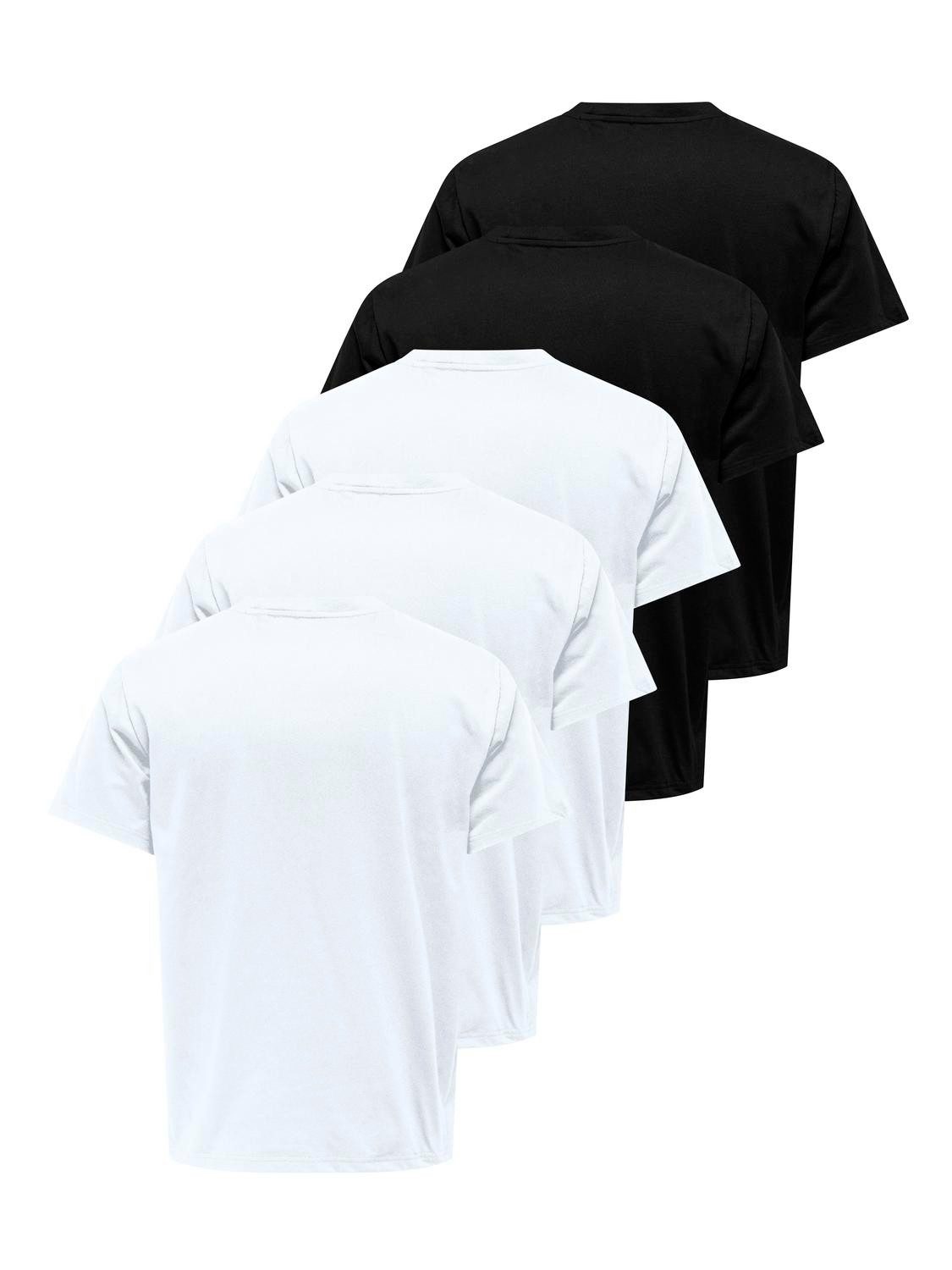 ONLY & SONS Rundhalsshirt ONSJEFF REG SS TEE 5-PACK OTL (Packung, 5-tlg)