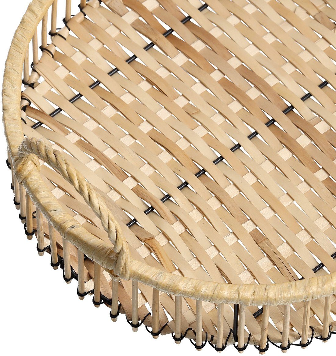 Zeller Present Tablett, Metall, Rattan, (1-tlg), Ø 32 cm