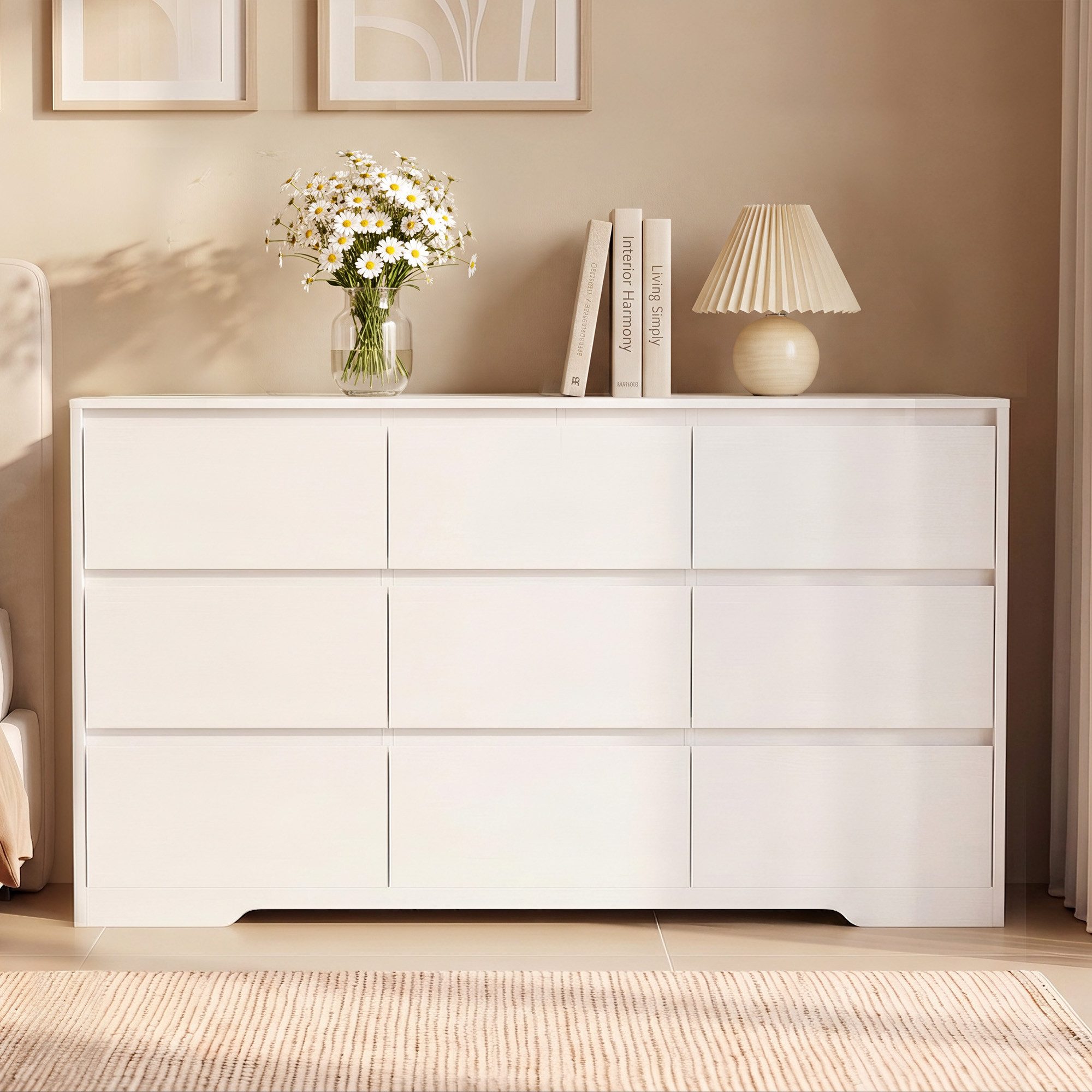 Bealife Kommode mit 6/7/9 Schubladen, 100, 120, 150 cm breit, Weiß (für Schlafzimmer, Wohnzimmer, Flur oder Büro)