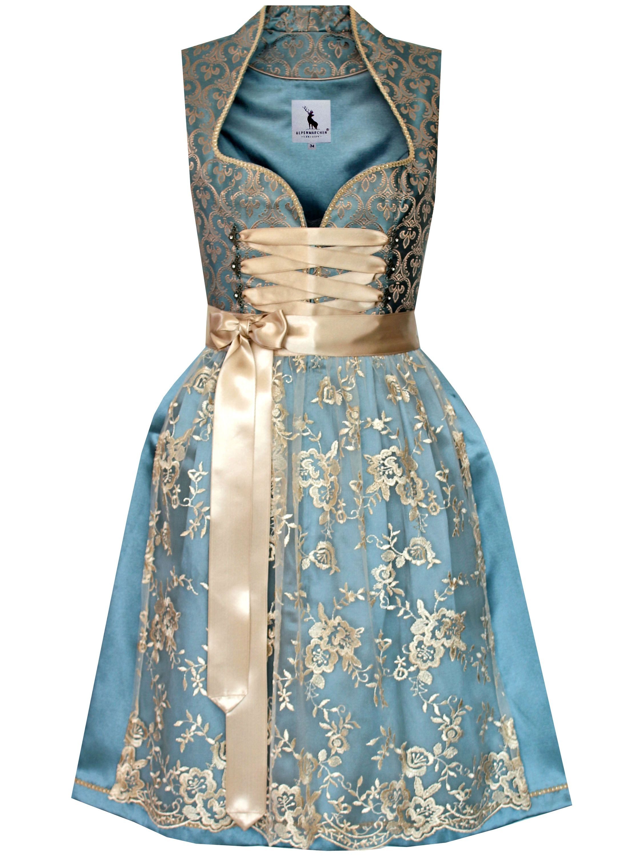 Alpenmärchen Dirndl Dirndl Ida in blau und creme - ALM917