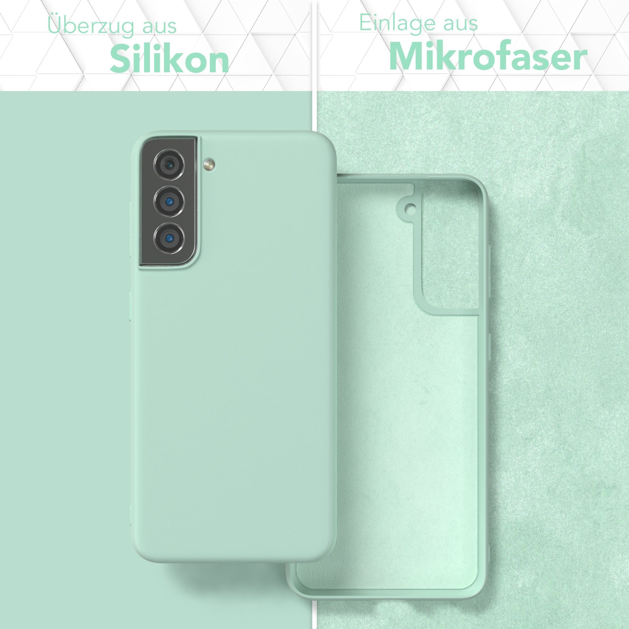 EAZY CASE Handyhülle für Samsung Galaxy S21 5G Hülle Silikon 6,2 Zoll, Hülle Silikon kratzfest Smart Slimcover Bumper Case Etui Mint Grün