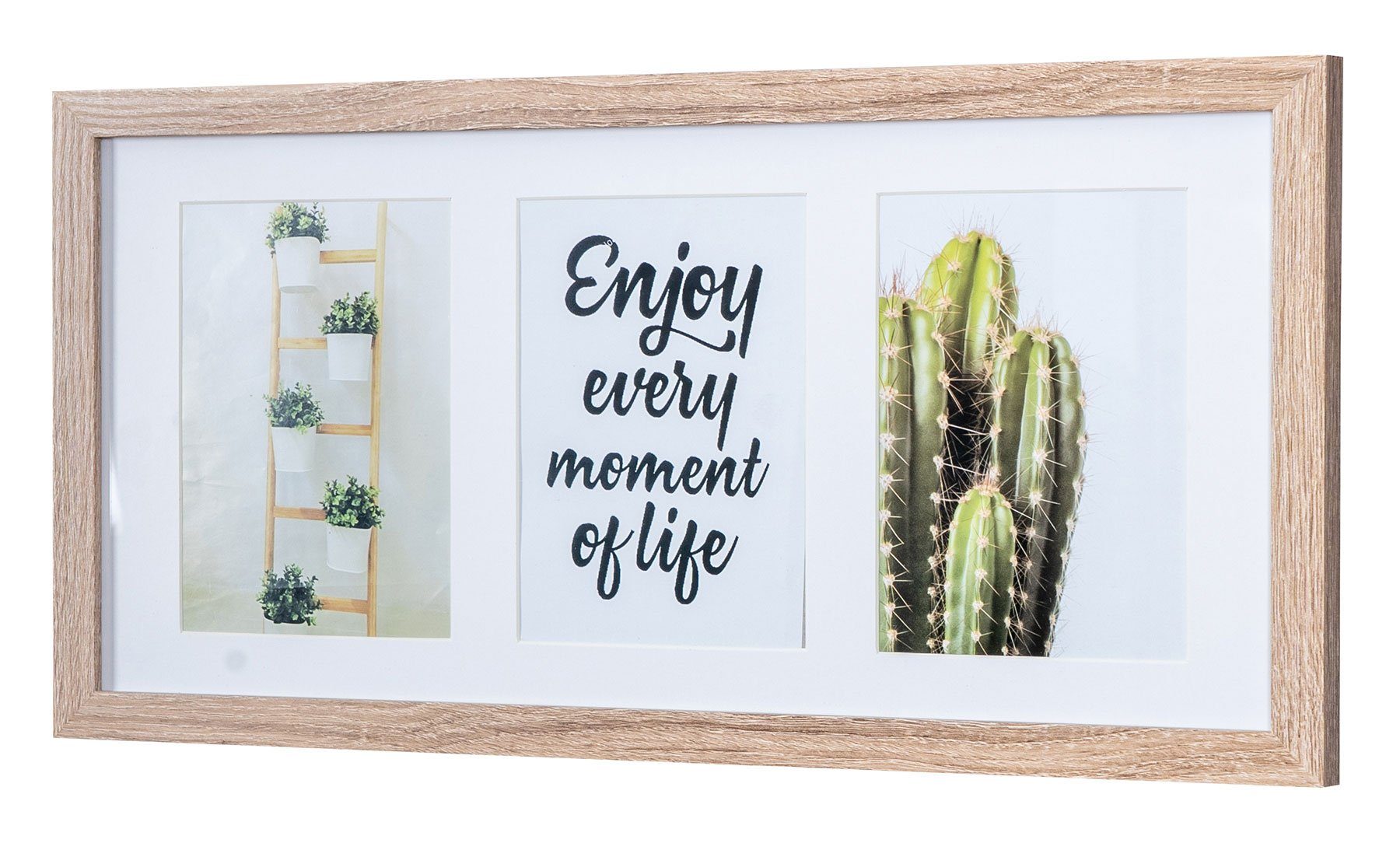 Levandeo® Bilderrahmen, Bilderrahmen für 3 Fotos 13x18cm Eiche gekälkt Holz günstig online kaufen