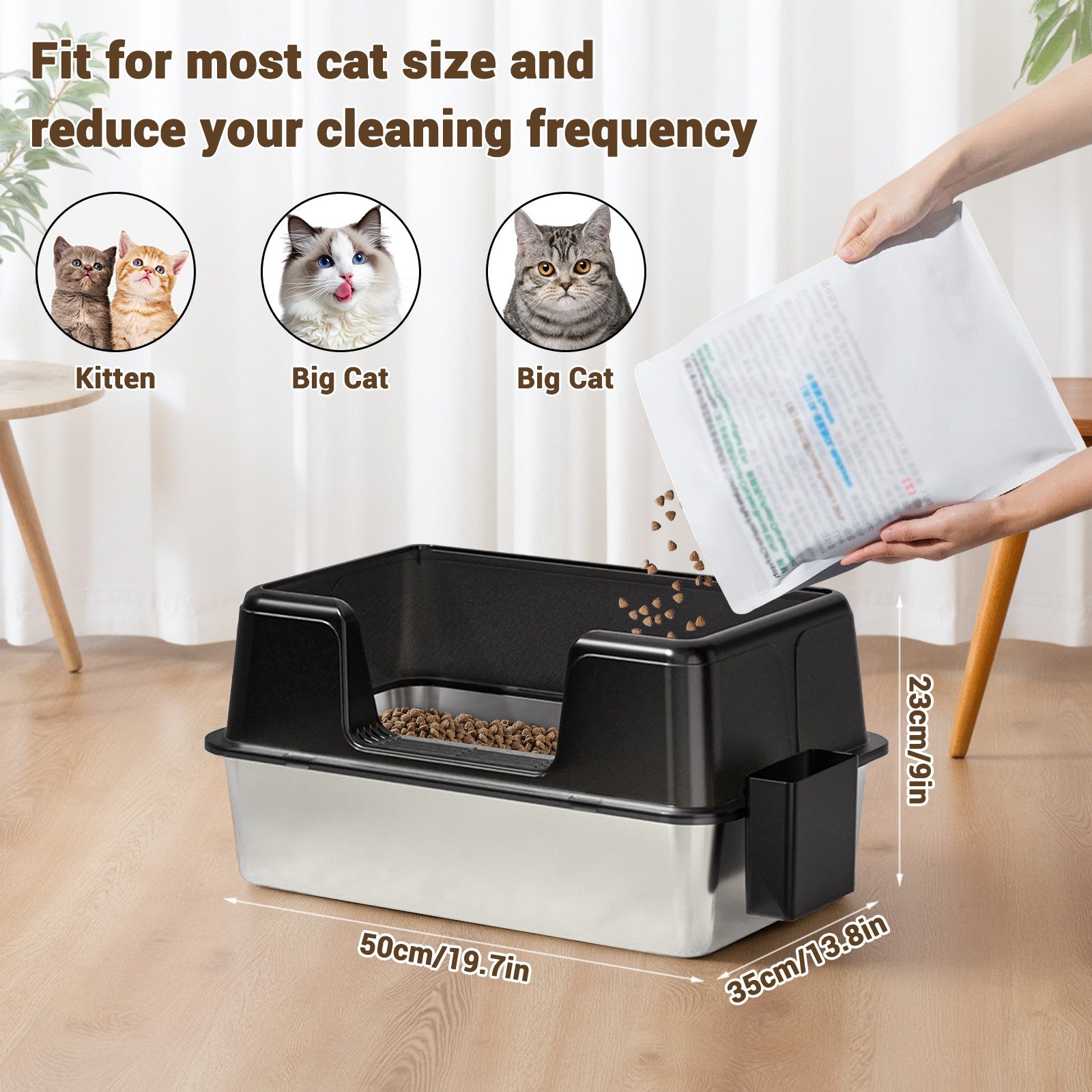 GarveeMore Katzentoilette Edelstahl Katzentoilette Öffnen Hoher Zaun Spritz günstig online kaufen