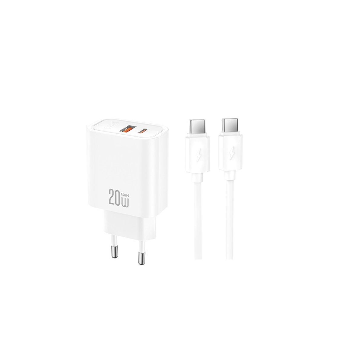 XO XO Wandladegerät CE42 PD 30W 1x USB-C 1x USB weiß + Kabel USB-C Smartphone-Ladegerät
