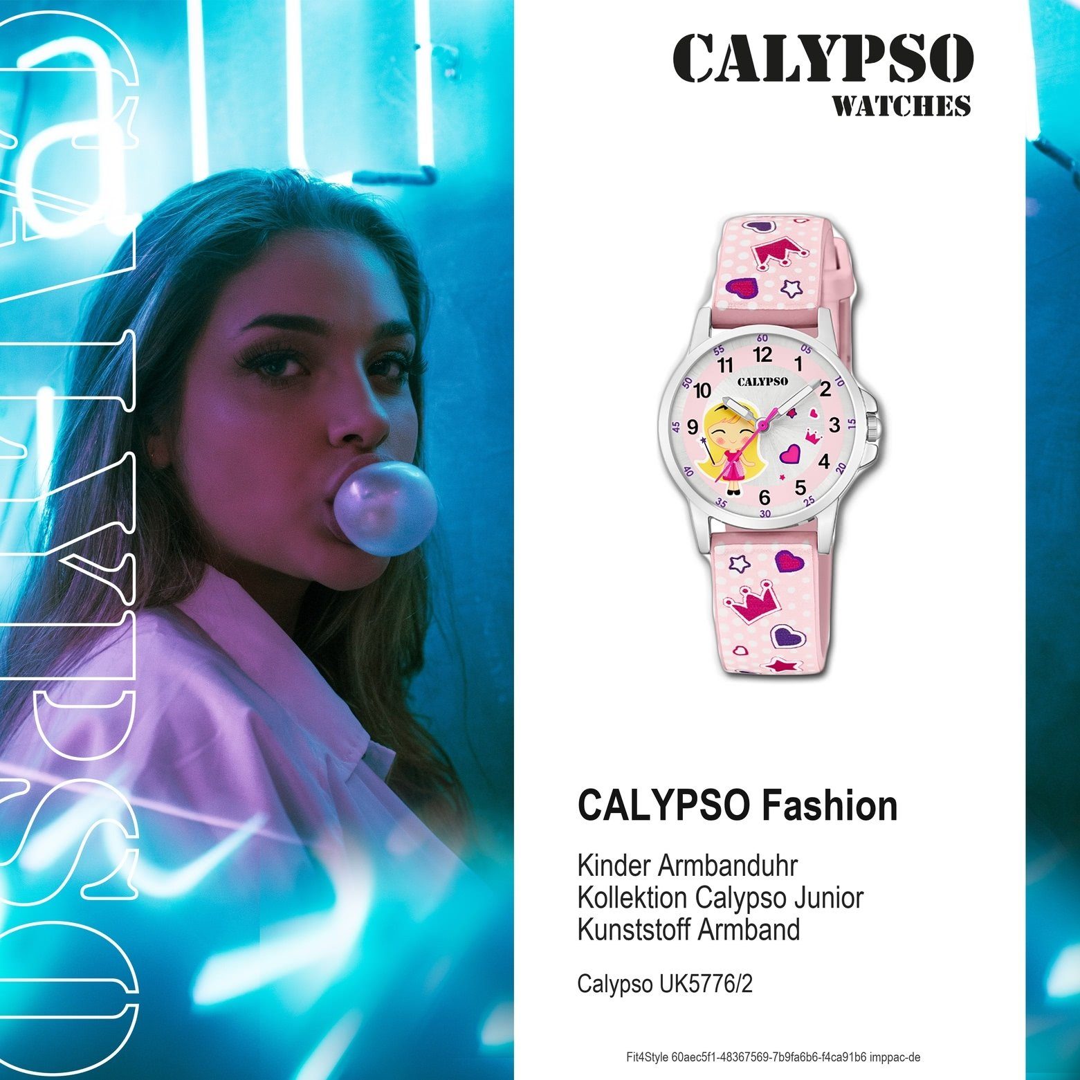 CALYPSO WATCHES Quarzuhr Kunststoff, Fashion Kinder Calypso Armbanduhr rosa, rund, Uhr K5776/2 Kinder PUarmband Kunststoffband