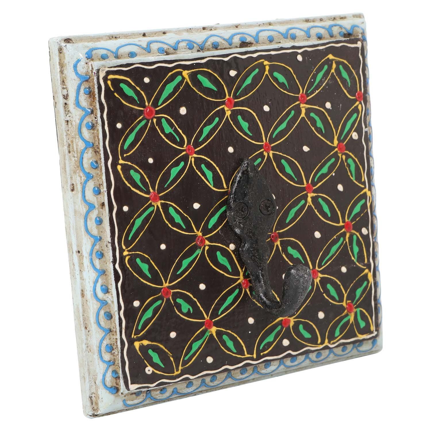 Casa Moro Kleiderhaken Orientalische Kleiderhaken Vimala aus Massivholz, (Vintage Kleiderhakenleiste), handbemalte Hakenleiste handgeschnitzt