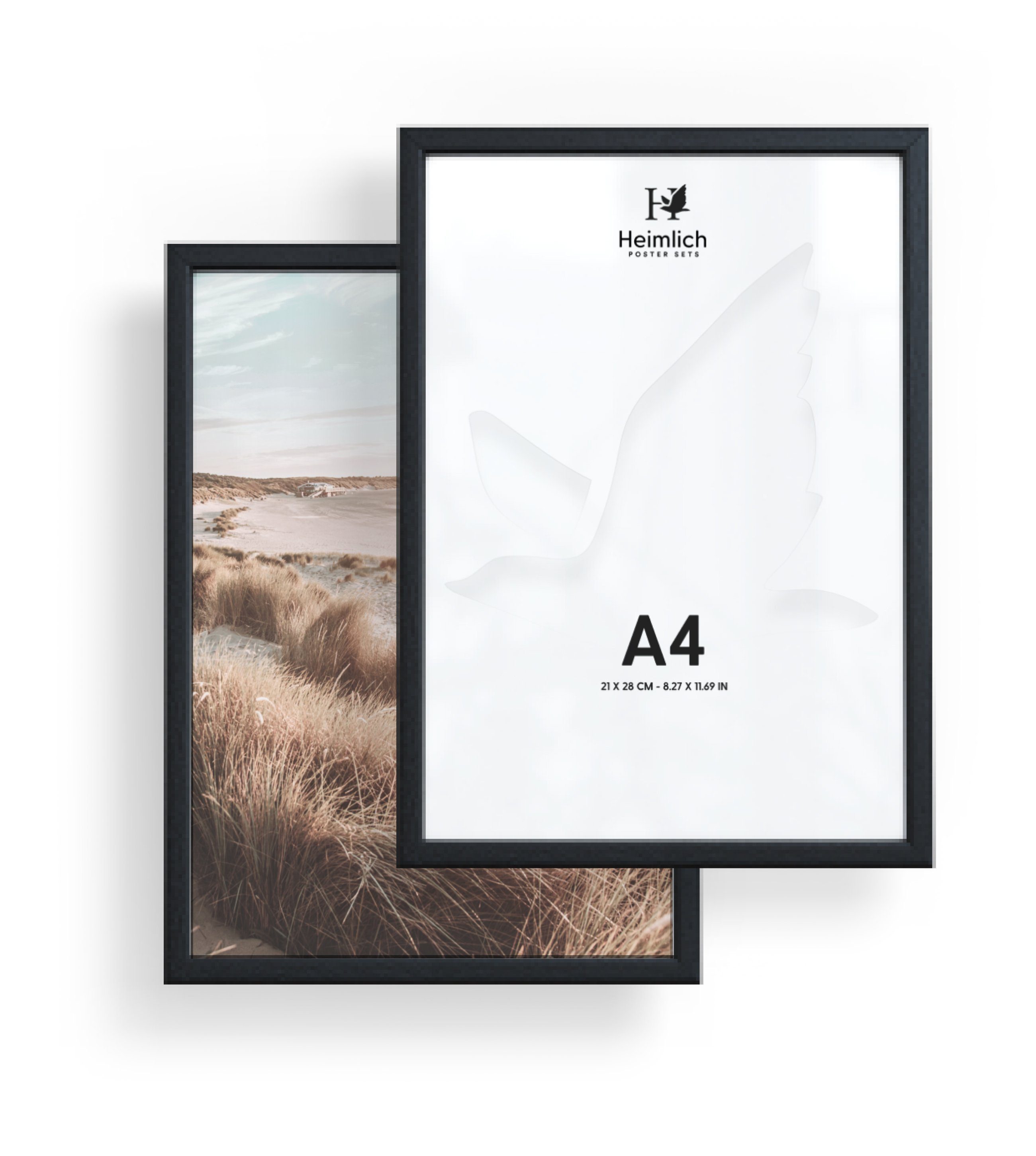 Heimlich Bilderrahmen Holz Eiche, Schwarz, Weiß in A3 & A4 I Forever Bilderrahmen Set