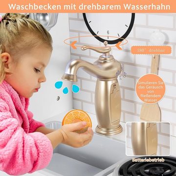 KOMFOTTEU Spielküche Kinderküche, mit Spielzubehör, für Kinder ab 3 Jahren