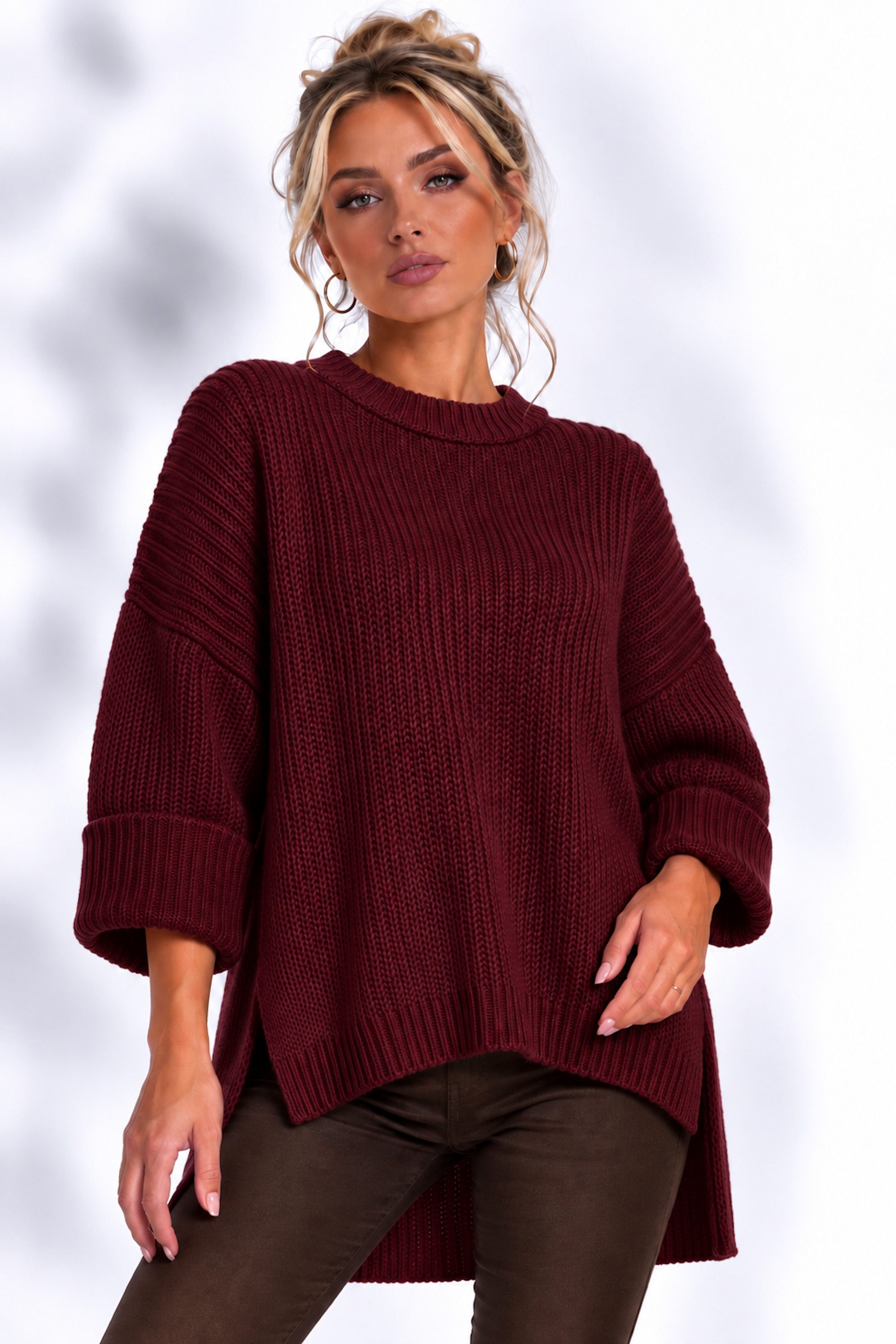 Worldclassca Longpullover WORLDCLASSCA Damen Oversize Strickpulllover Lang Pulli Neue Kollektion - Stilvolle und gemütliche Strickmode für Damen
