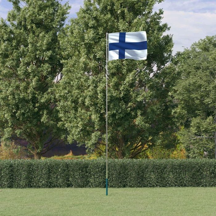 vidaXL Flagge Flagge Finnlands mit Mast 5 55 m Aluminium