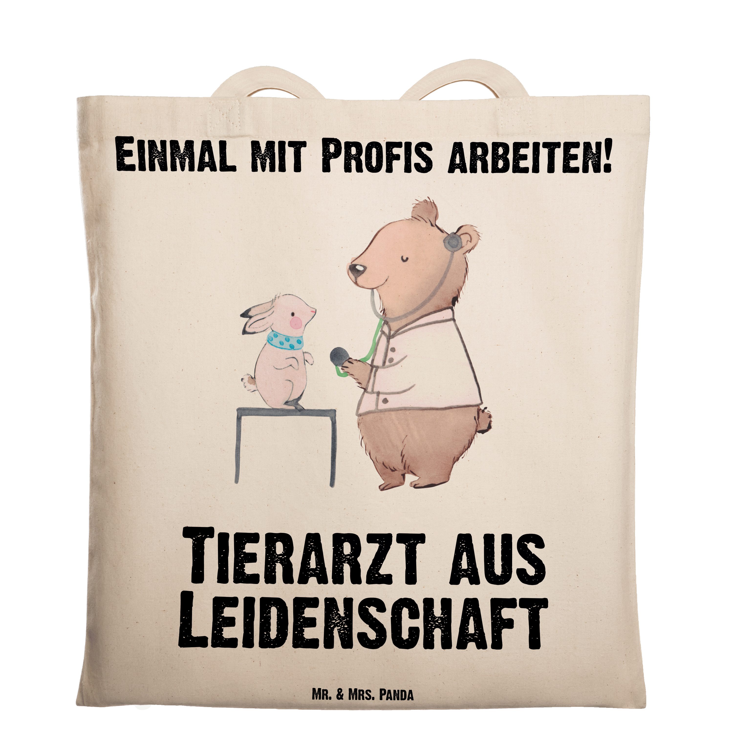Mr. & Mrs. Panda Tragetasche Tierarzt aus Leidenschaft - Transparent - Geschenk, Abschied, Jutebeu (1-tlg) | Canvas-Taschen