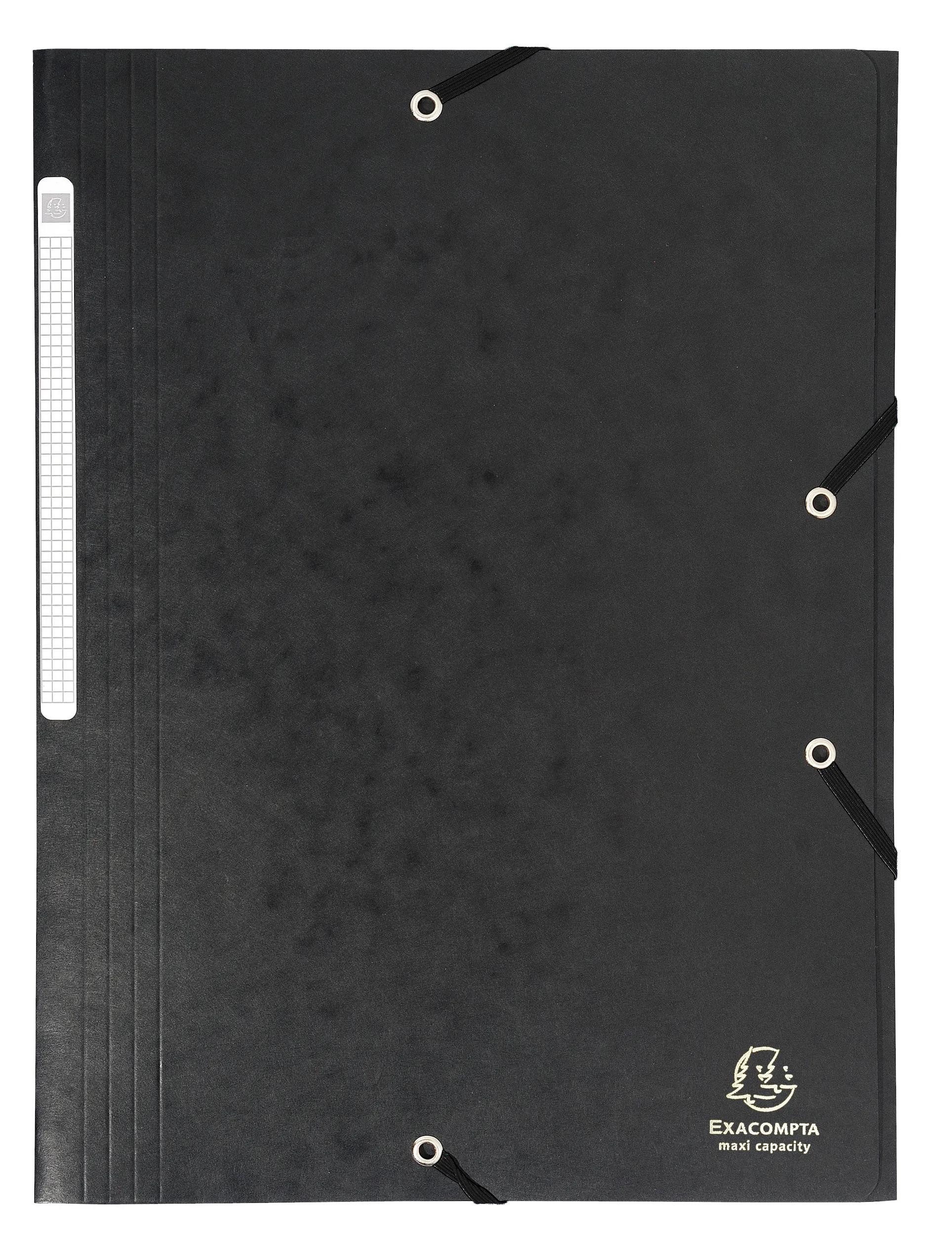 Organisationsmappe 25x Sammelmappe +Gummizug 3 Klappen Karton 425g A4 MAXI Schwarz 17116H