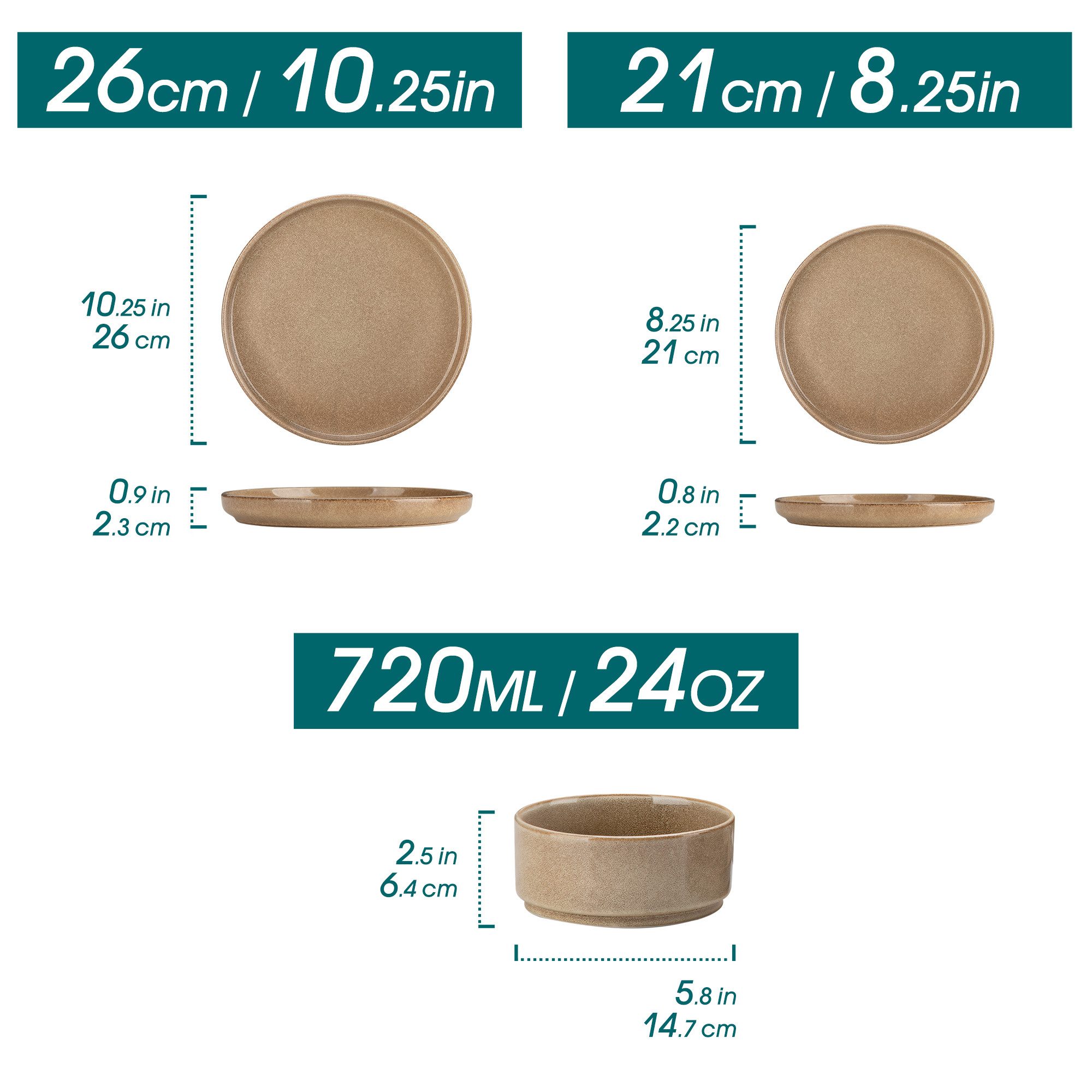 vancasso Geschirr-Set Tafelservice für 4, Steingut Geschirrset, Reaktivglasur (12-tlg), 4 Personen, Steingut