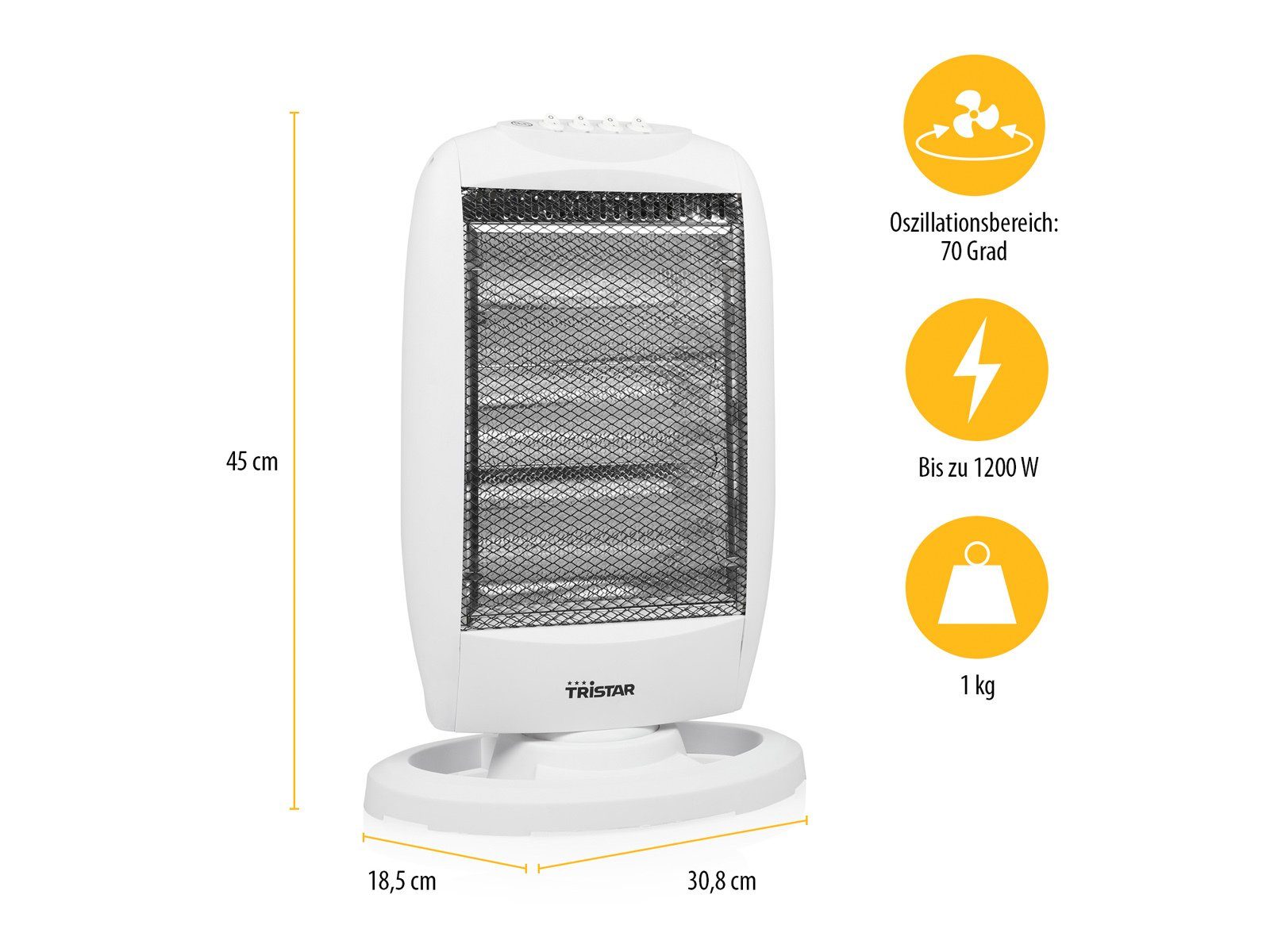 Tristar Heizlüfter, 1200 W, 2er SET Halogen Elektroheizer Warmluftheizung für kleine Räume