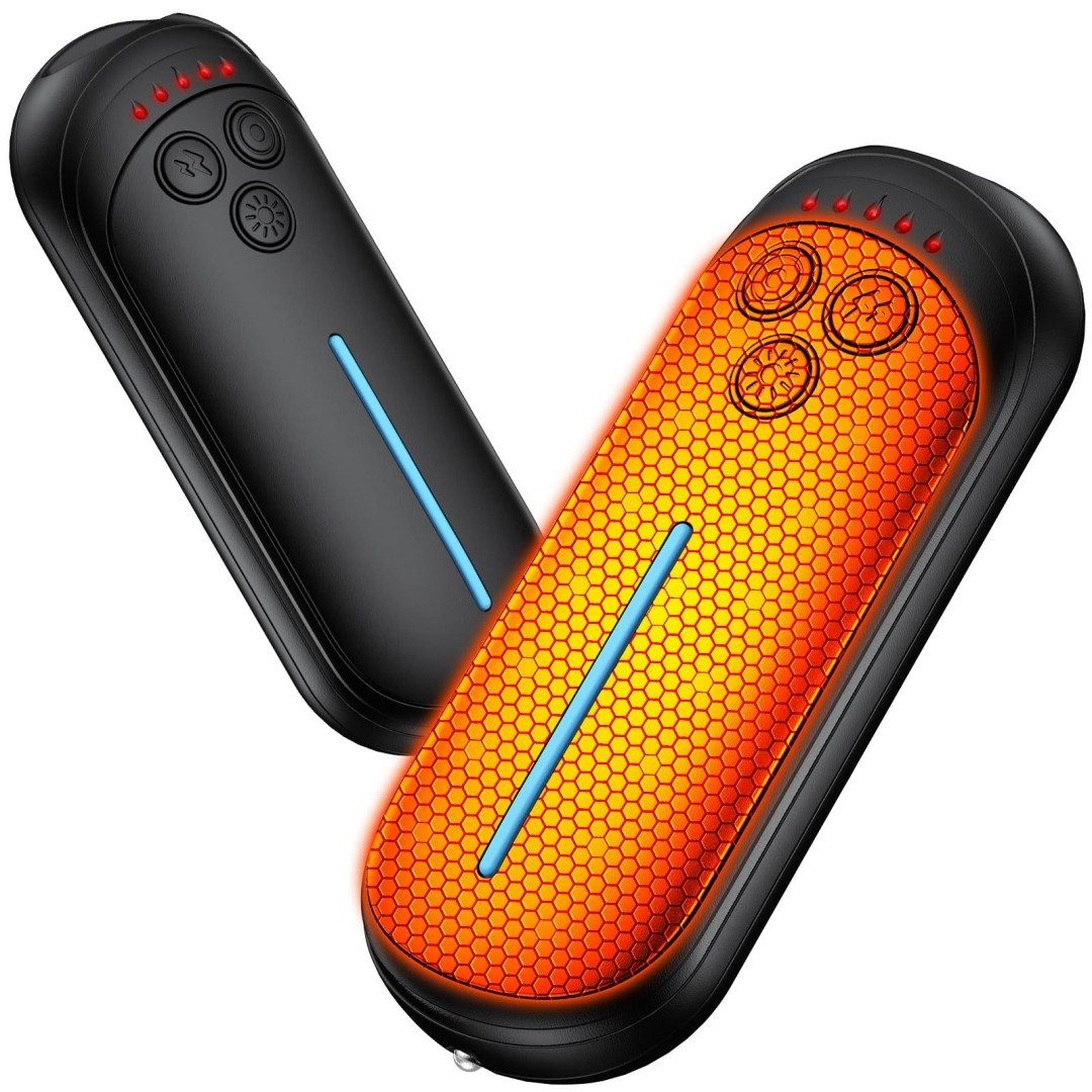 Kityhome Handwärmer Elektrische Handwärmer mit LED, 2er Set- 3000 mAh, 12h Wärme für Kälte, 2x elektrischer Handwärmer, 1x USB-Ladekabel, Sofortige & anpassbare Wärme, 2-in-1 Design & Komfort