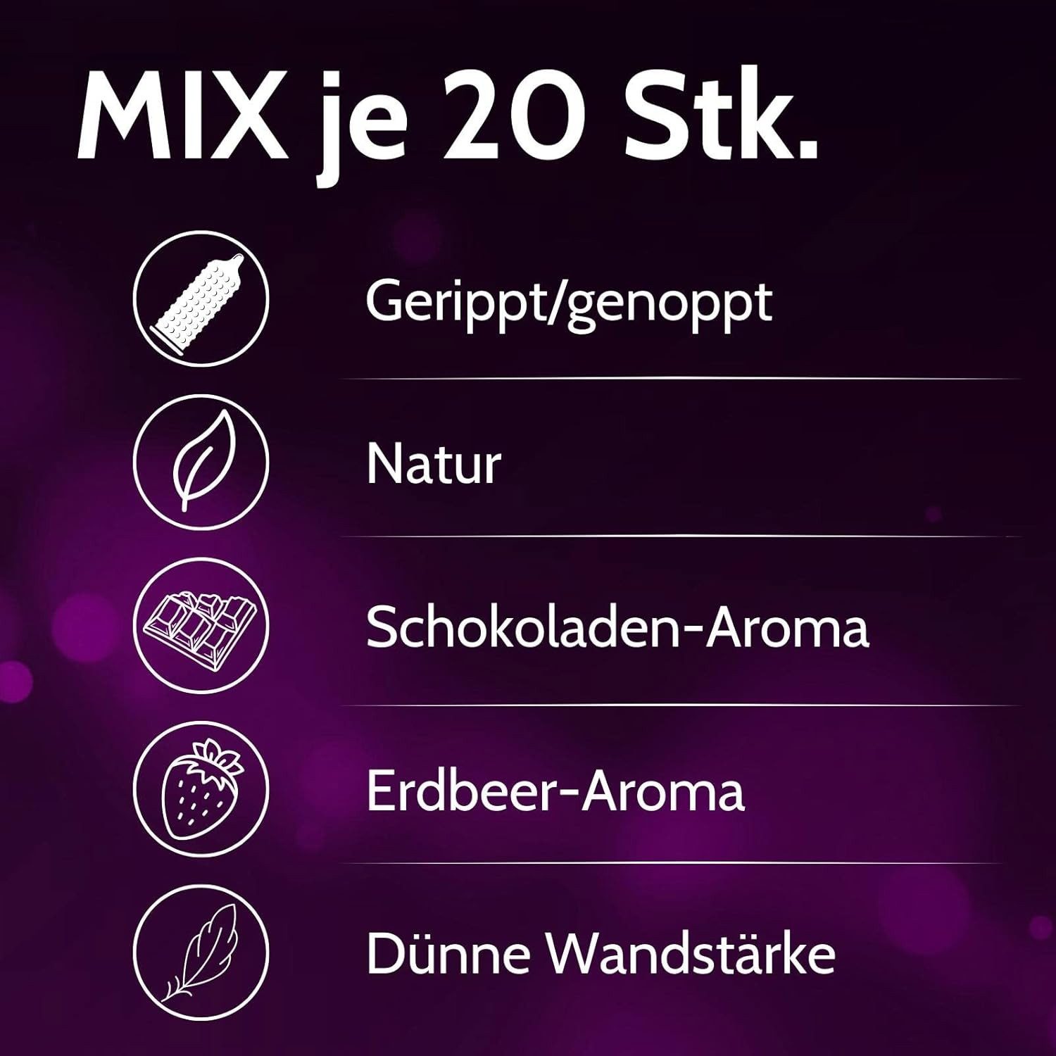 Vibratissimo Kondome Premium Nature, Color, Mix, verschiedene Aromen, Farben, Strukturen