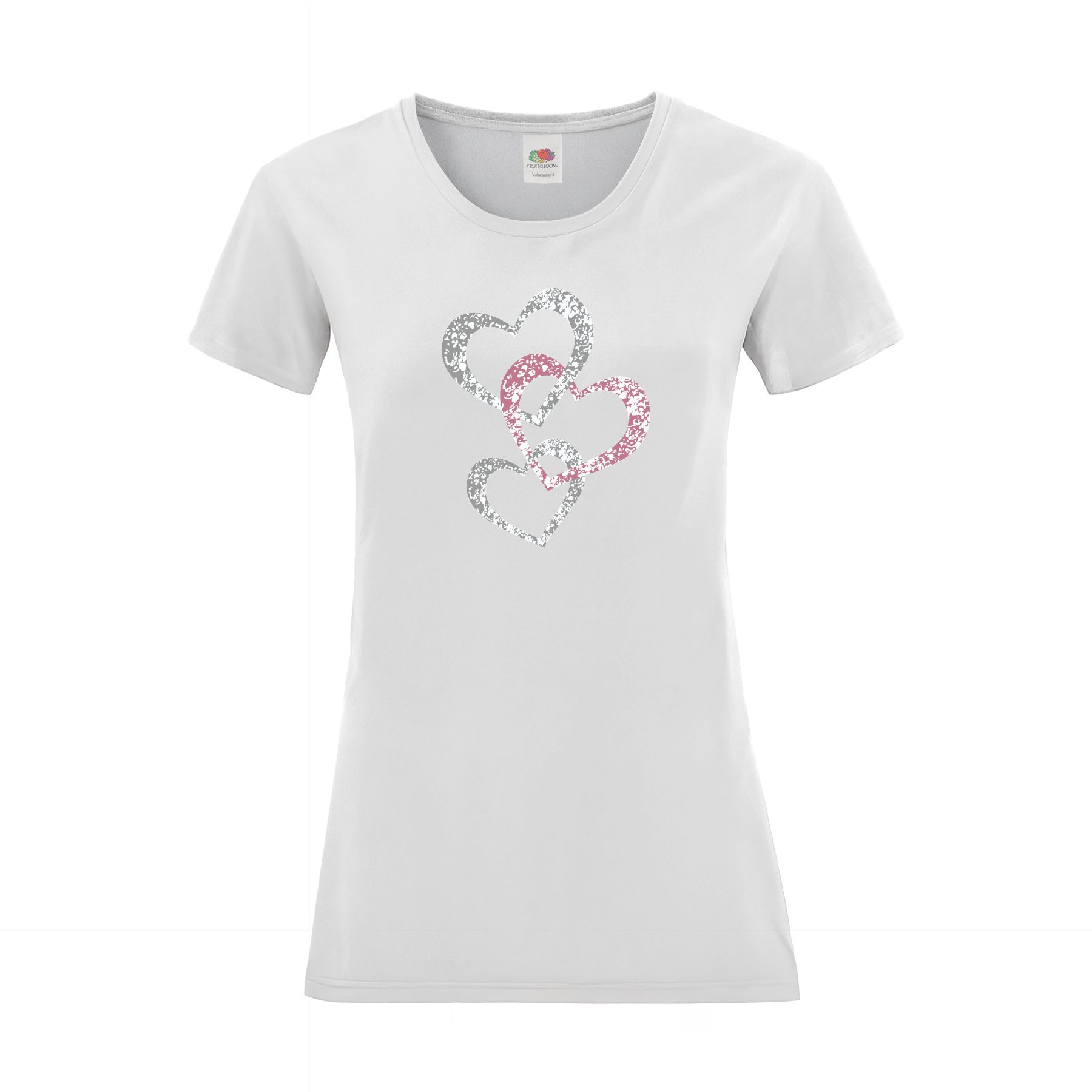 T-Shirt Damen T-Shirt "Herzen Silber & Rosa"