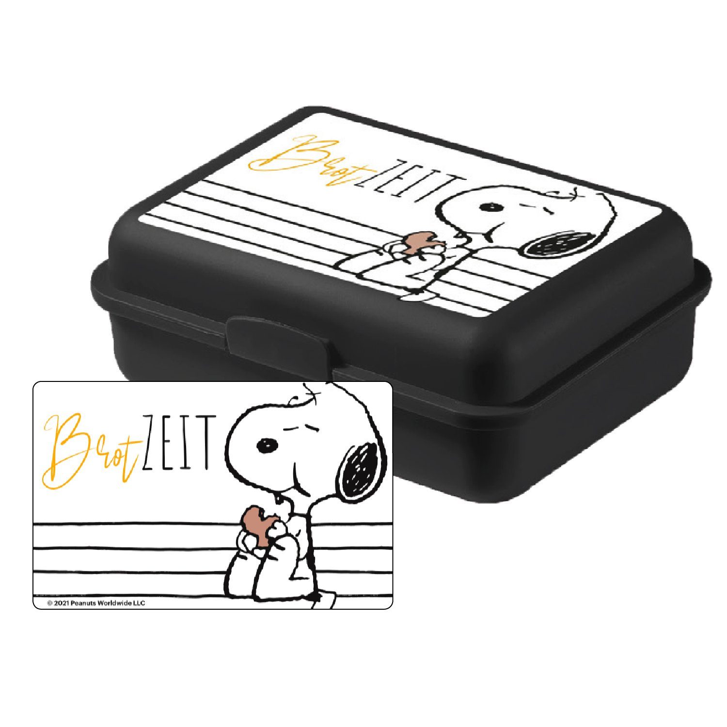 Trennwand mit Lunchbox Snoopy Brotdose The Labels® United Brotzeit Kunststoff Peanuts (PP) Schwarz, -