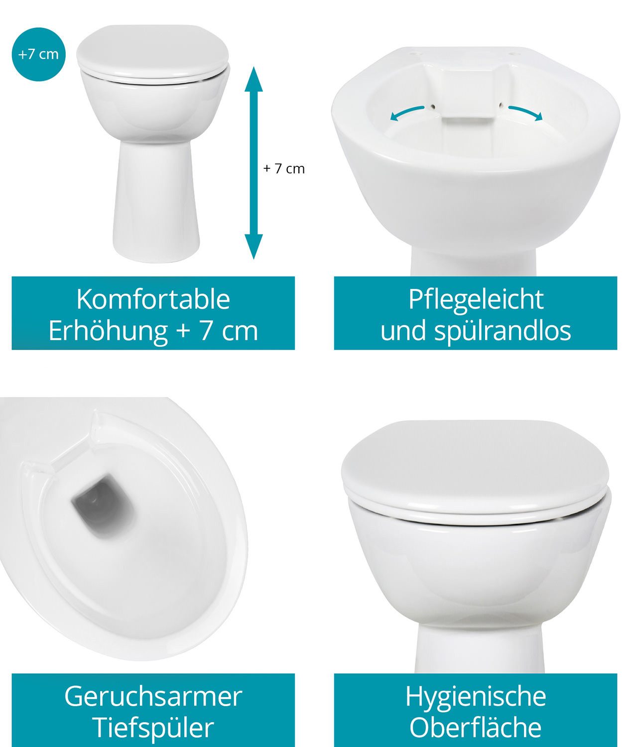 Calmwaters Tiefspül-WC Stand-WC spülrandlos mit Erhöhung, günstig online kaufen