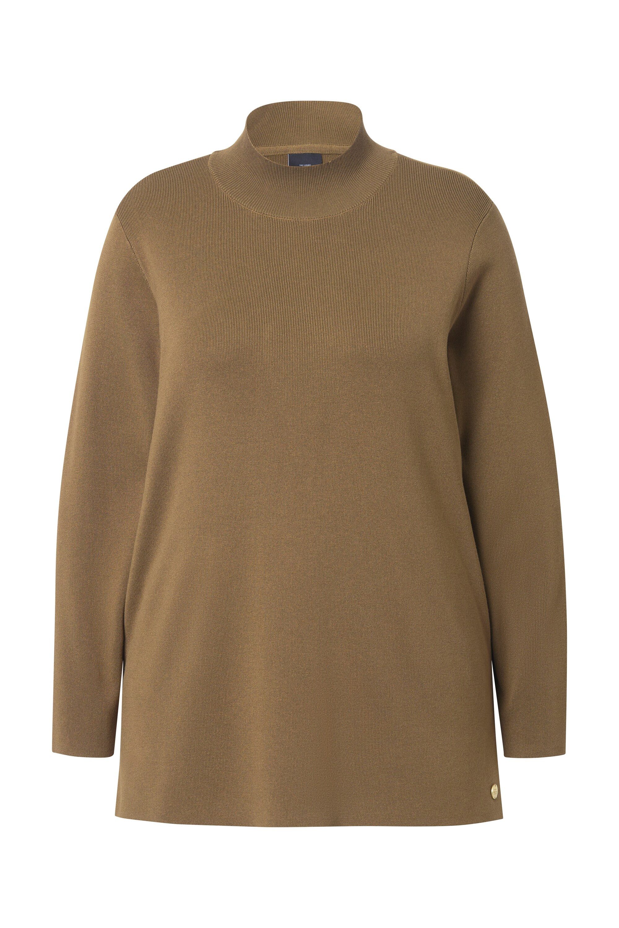 Strickpullover Pullover Ripp-Stehkragen Langarm Feinstrick