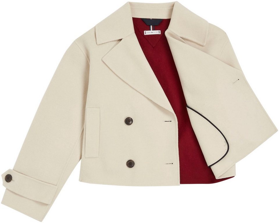 Tommy Hilfiger Outdoorjacke DF WOOL BLEND COLORBLOCK PEACOAT mit  doppelreihigem Knopfverschluss