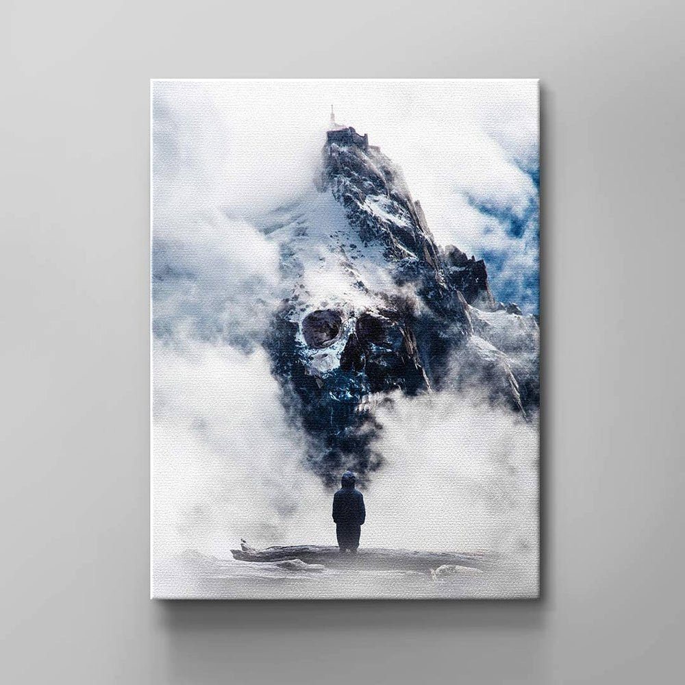 DOTCOMCANVAS® Leinwandbild Bad Mountain, Wandbild natur berg motivation mann blau weiß schwarz Bad Mountain ohne Rahmen | Leinwandbilder