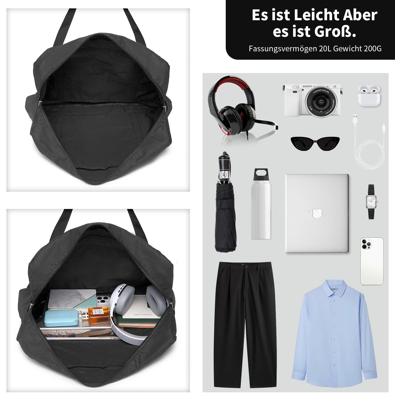 KONO Reisetasche Faltbar Damen Handgepäck Tasche Wasserdicht günstig online kaufen
