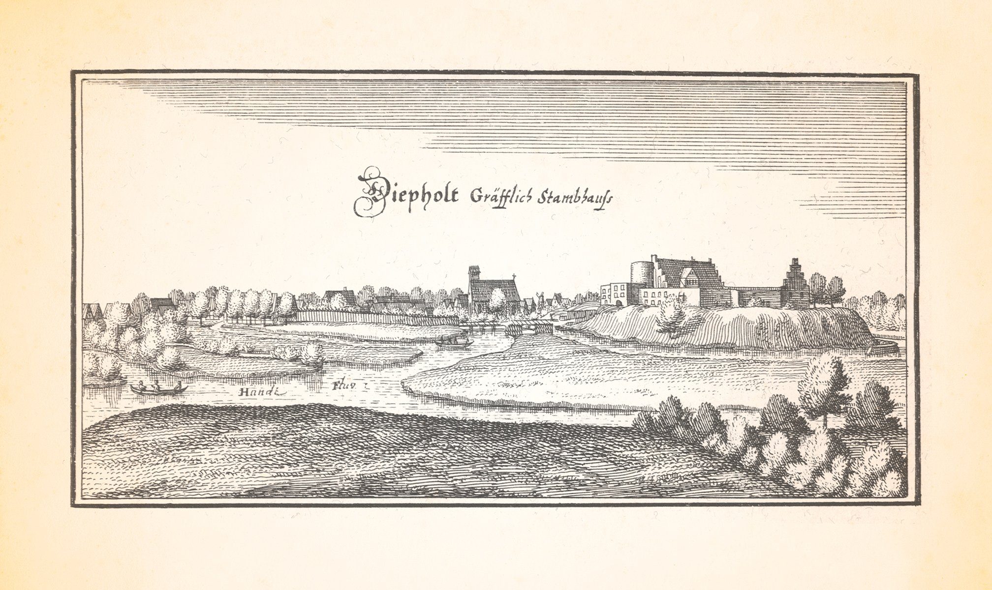 Kunstdruck Diepholt gräfflich Stambhauß gräfliches Schloss Lohne Kupferstich Meri