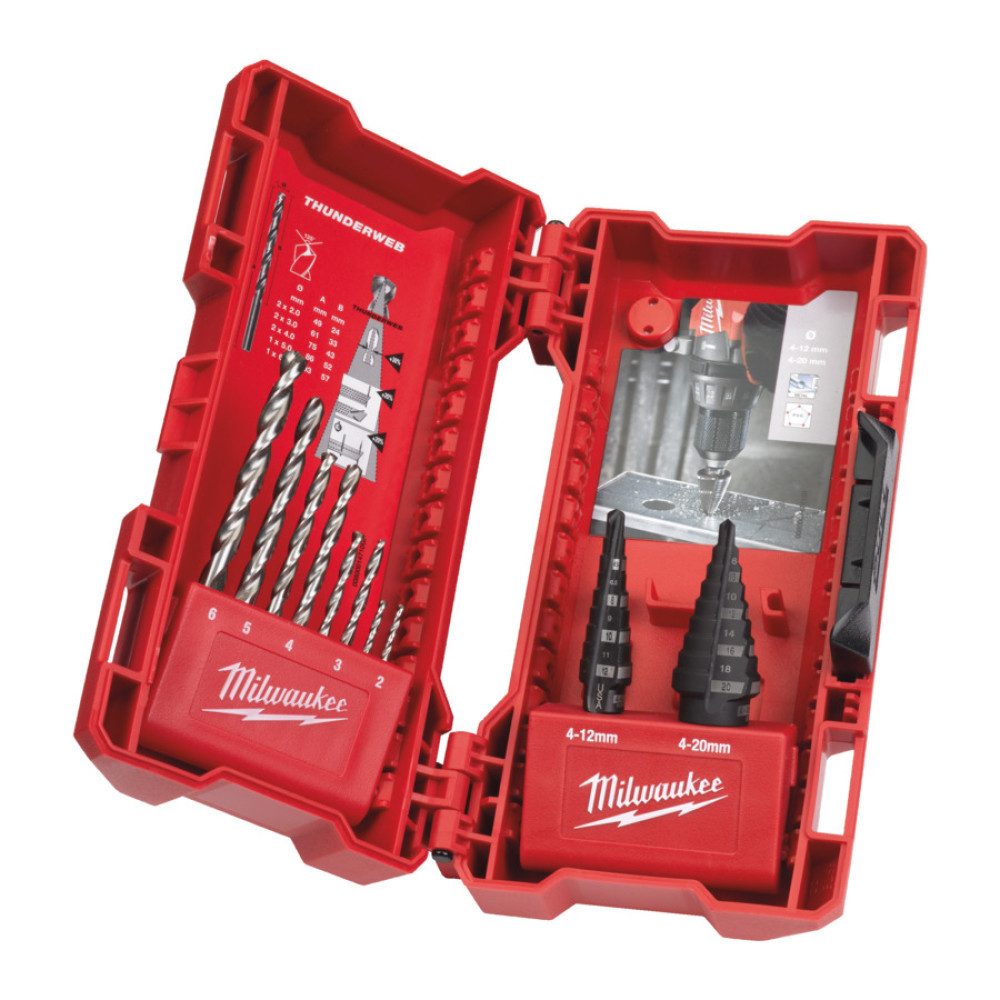 Milwaukee Bohrer- und Bitset Milwaukee Bohrerset Stufen- und HSS-G Thunderweb 10-teilig