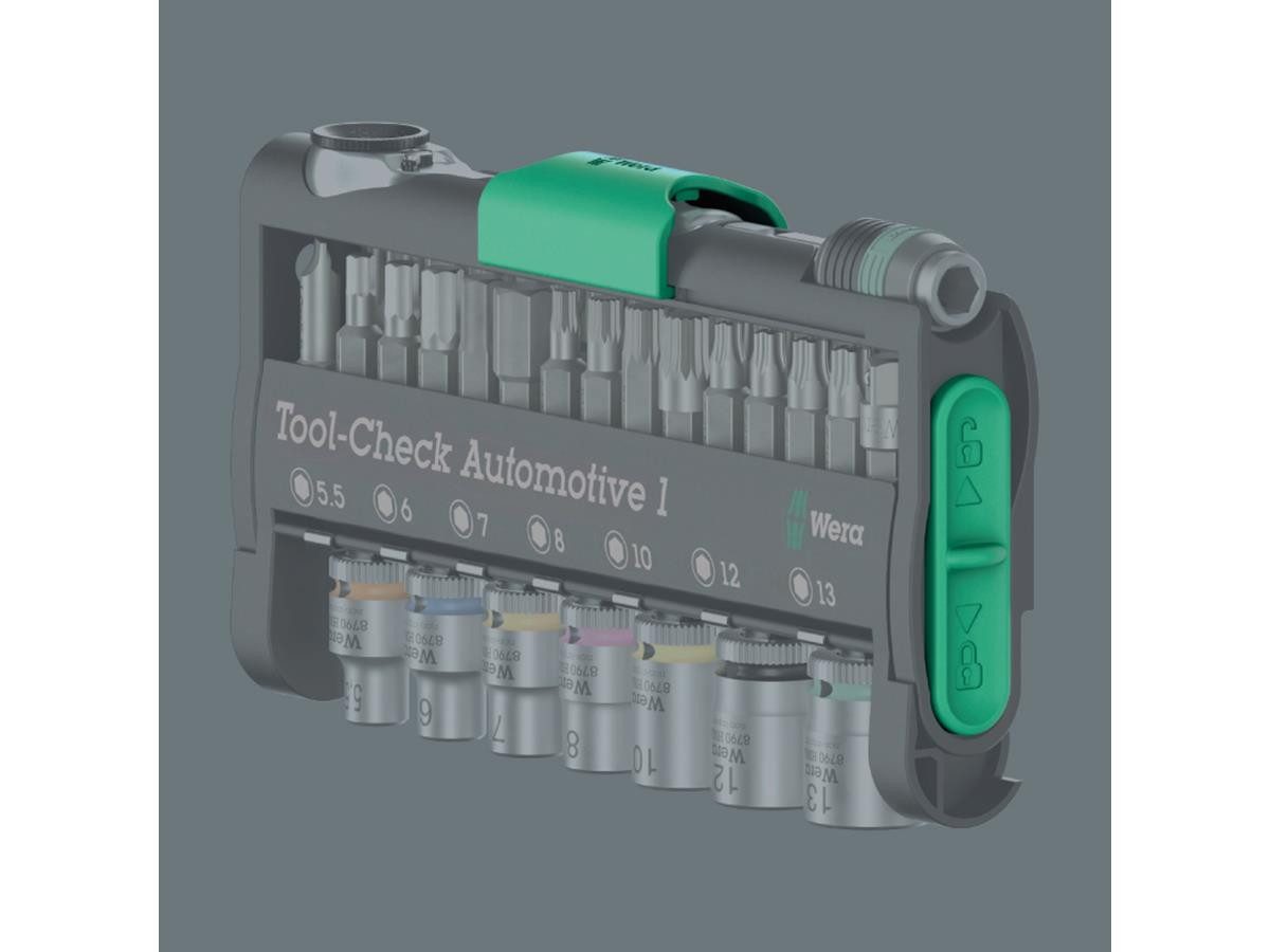 Wera Bit-Set Tool-Check Automotive 1, Set, 38-teilig, 1/4"-Bit-Ratsche, Farbkennzeichnung nach Größen