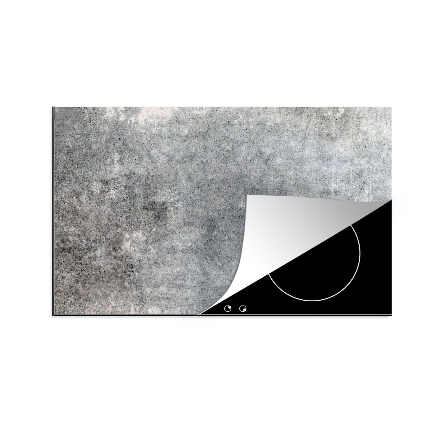 MuchoWow Herdblende-/Abdeckplatte Induktionsschutz - Beton - Verwittert - Abdeckplatte für Herd - Retro, Vinyl, (1 tlg), 81x52 cm, Induktionskochfeld Schutz für die küche, Ceranfeldabdeckung