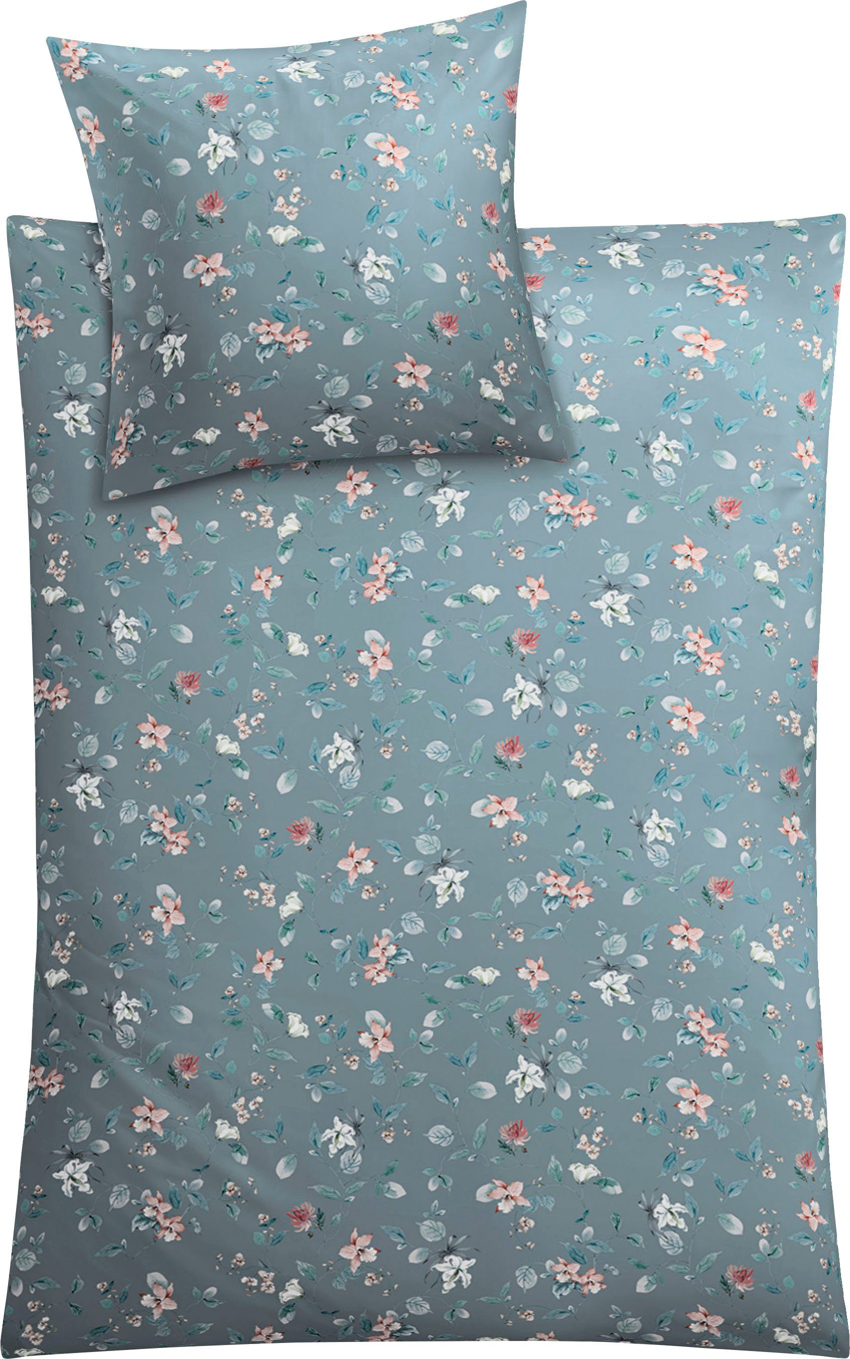 Kleine Wolke Bettwäsche Florina, Mako-Satin, 2 teilig, mit floralem Dessin